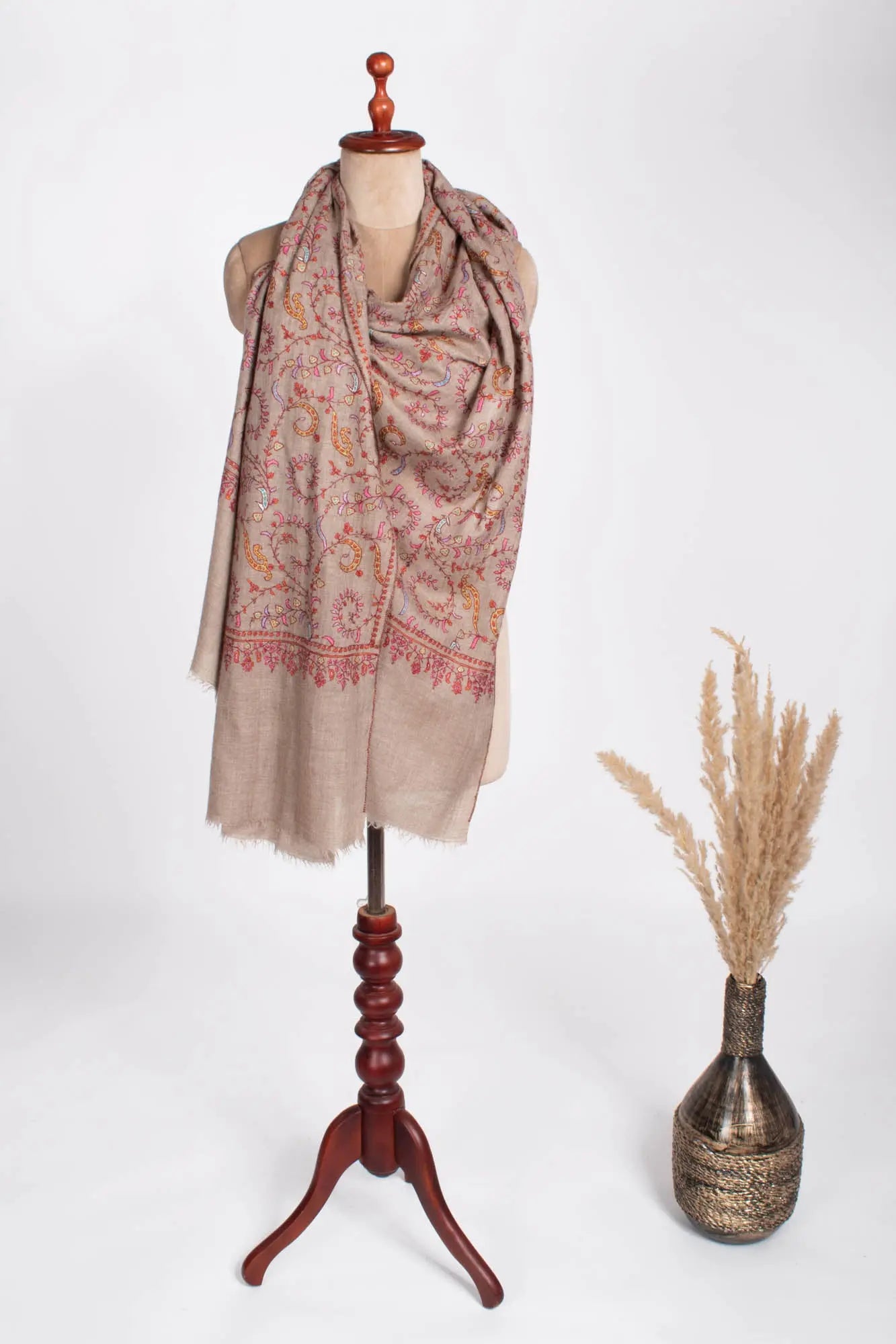 Handmade Grey Cashmere Scarf - TOMBSTONE Shahkaar