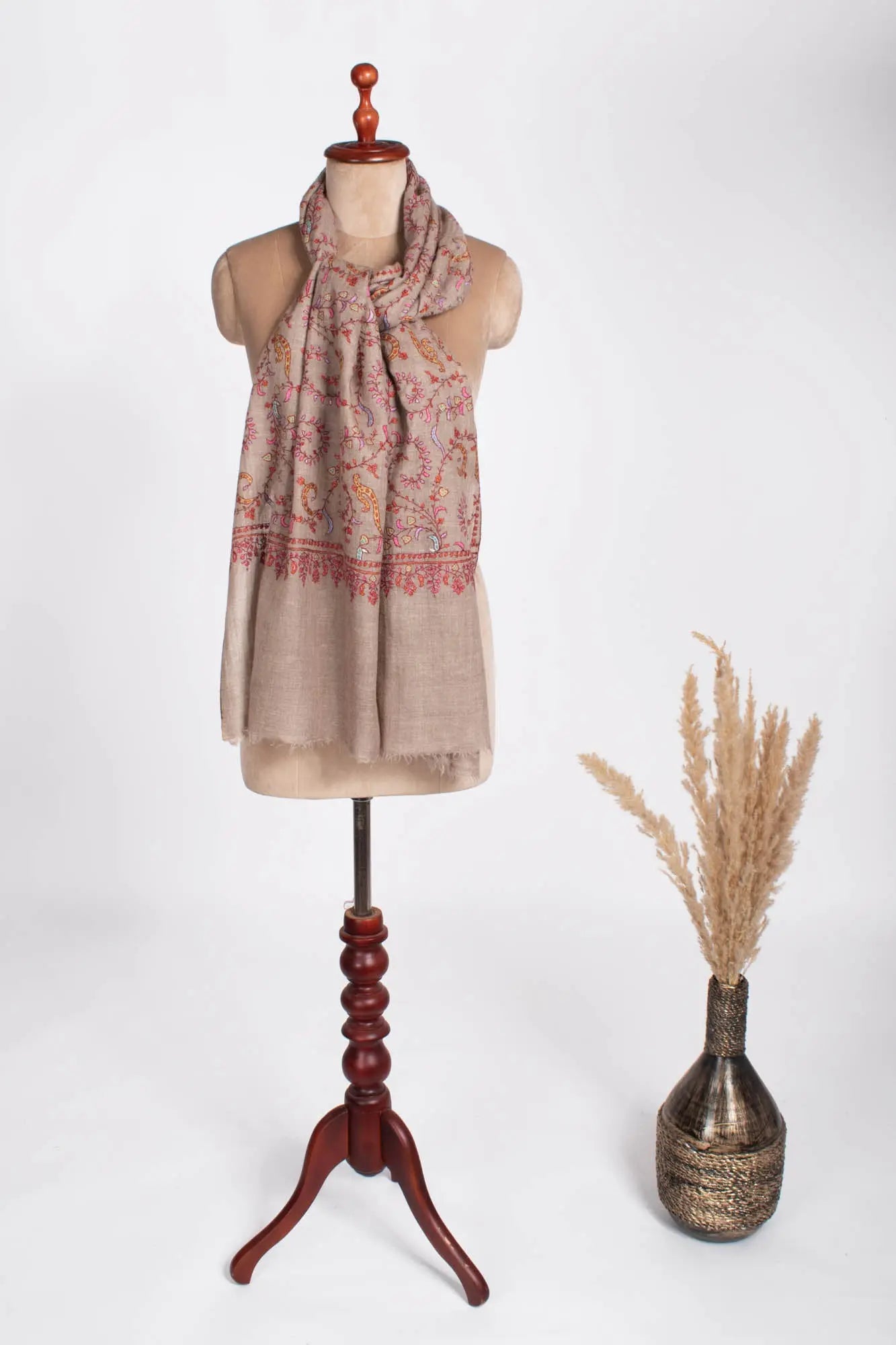 Handmade Grey Cashmere Scarf - TOMBSTONE Shahkaar