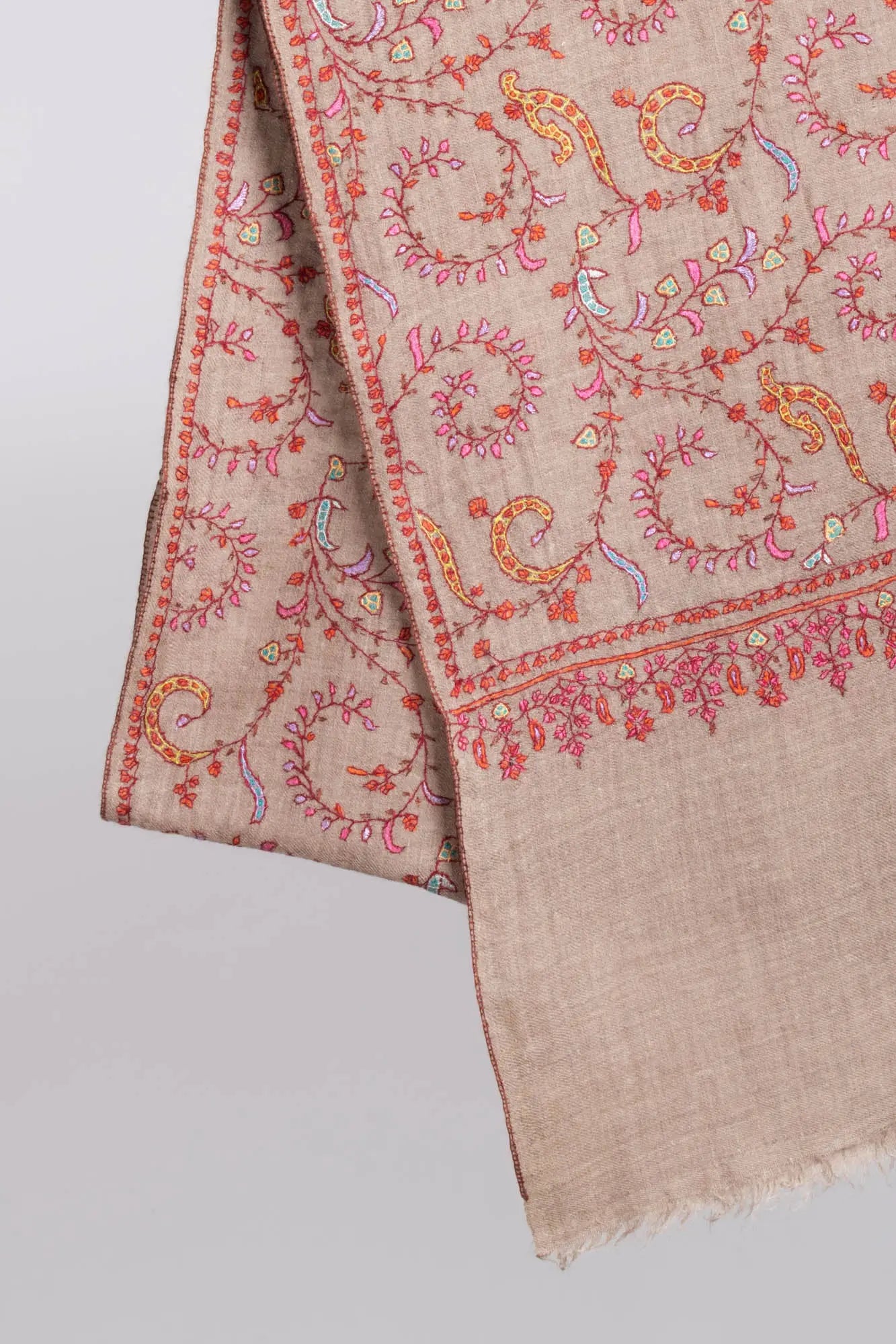 Handmade Grey Cashmere Scarf - TOMBSTONE Shahkaar