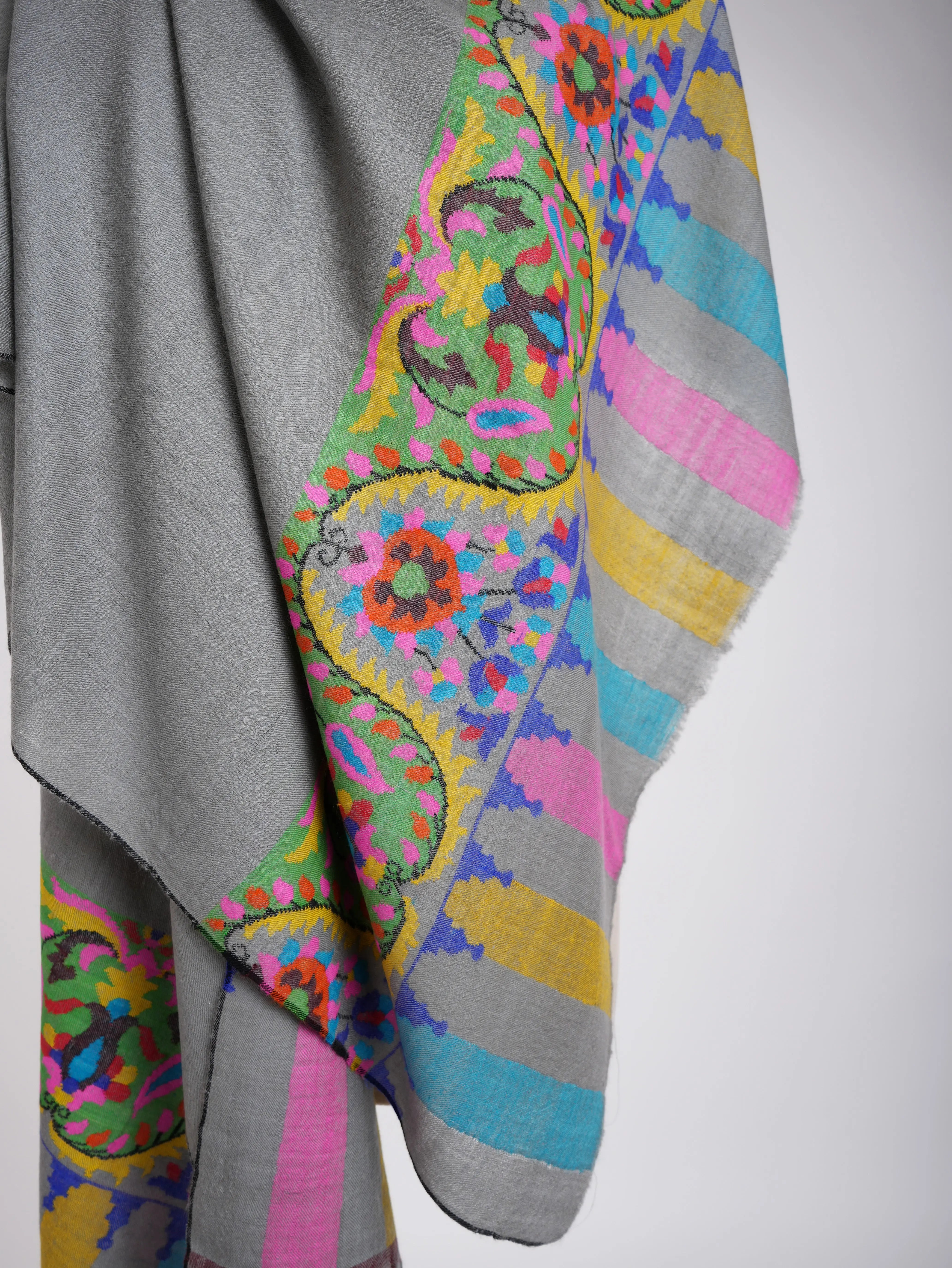 Handmade Kani Cashmere Stole Chiseled Stone Shahkaar