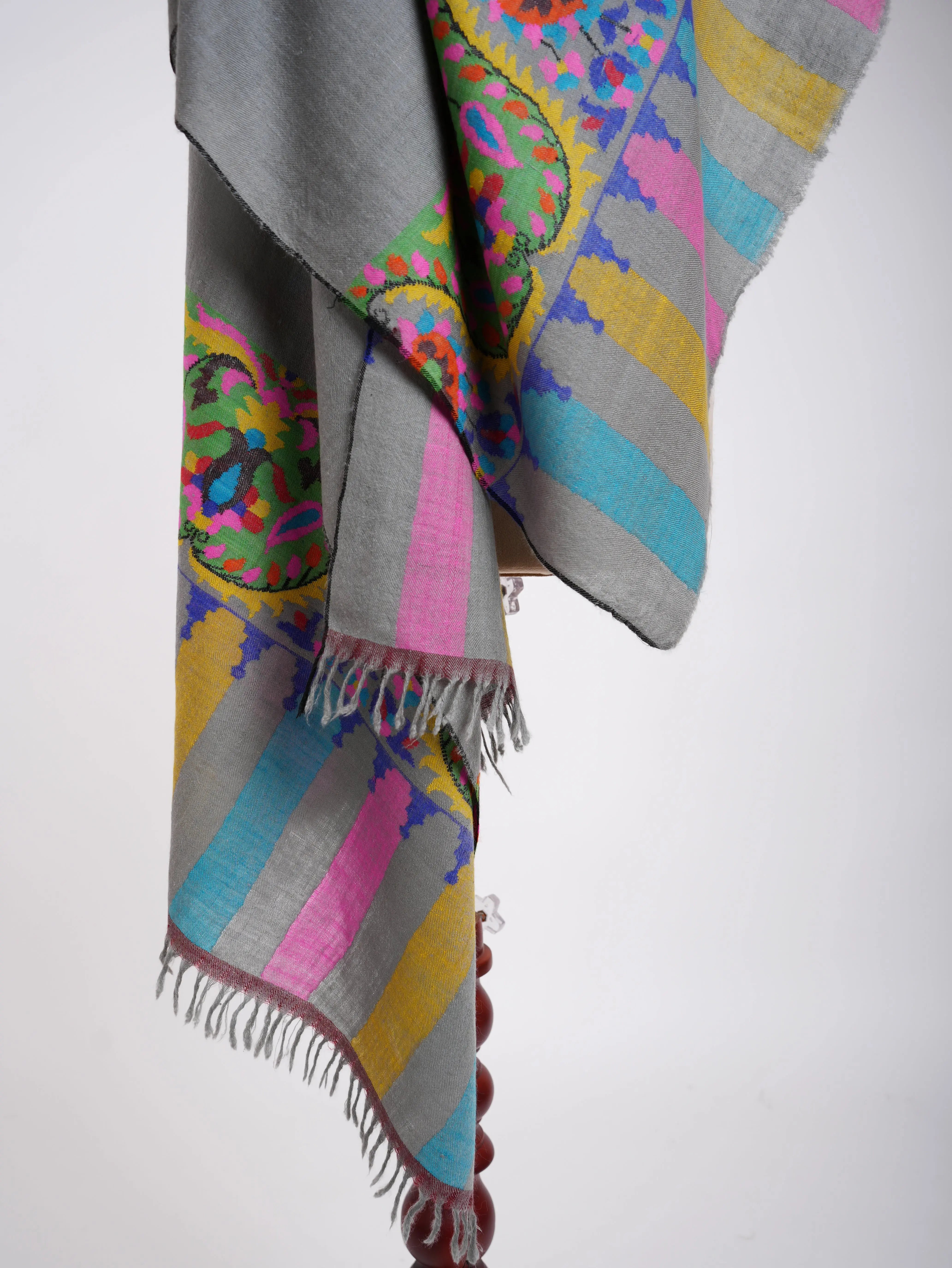 Handmade Kani Cashmere Stole Chiseled Stone Shahkaar