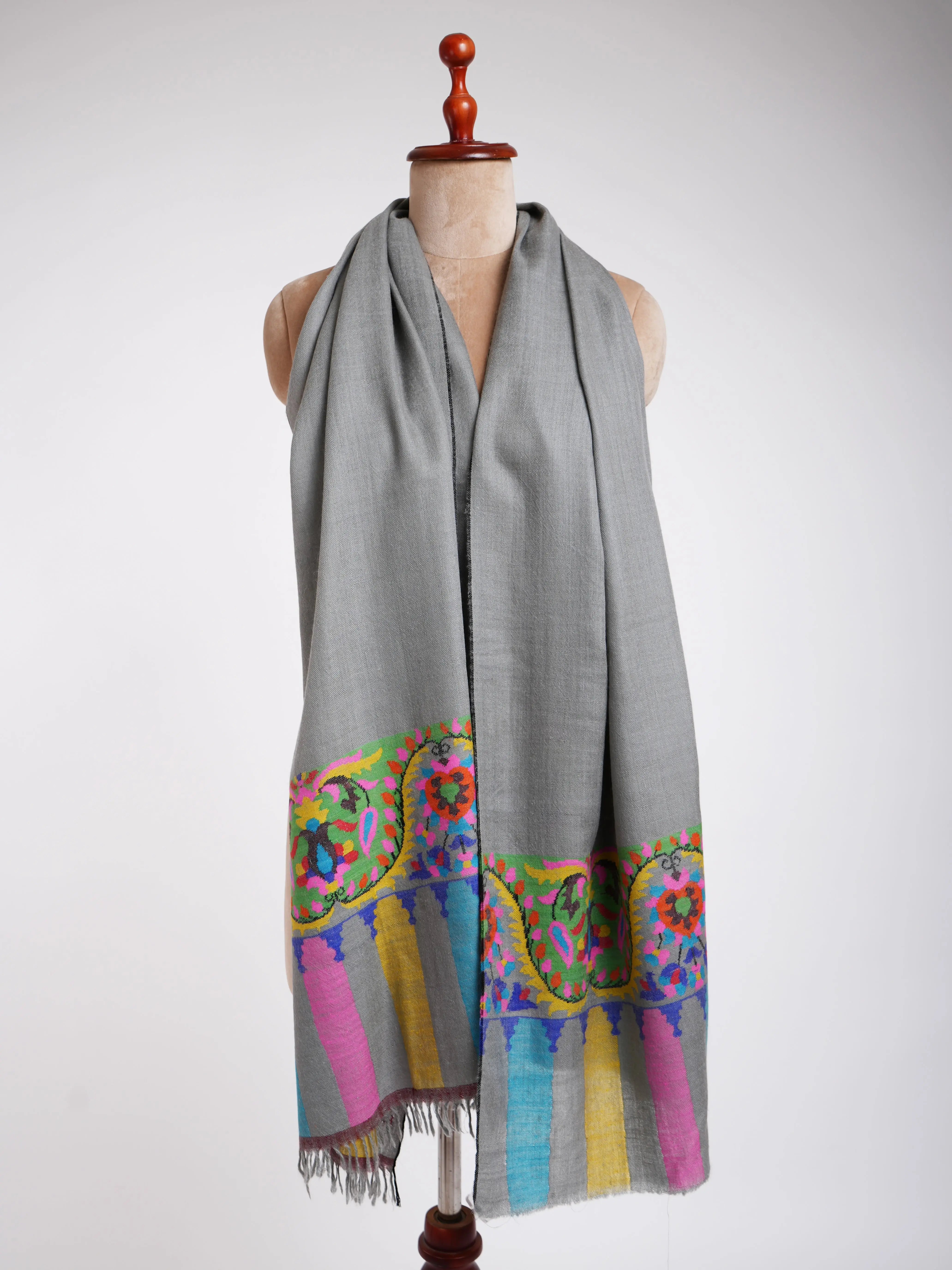 Handmade Kani Cashmere Stole Chiseled Stone Shahkaar