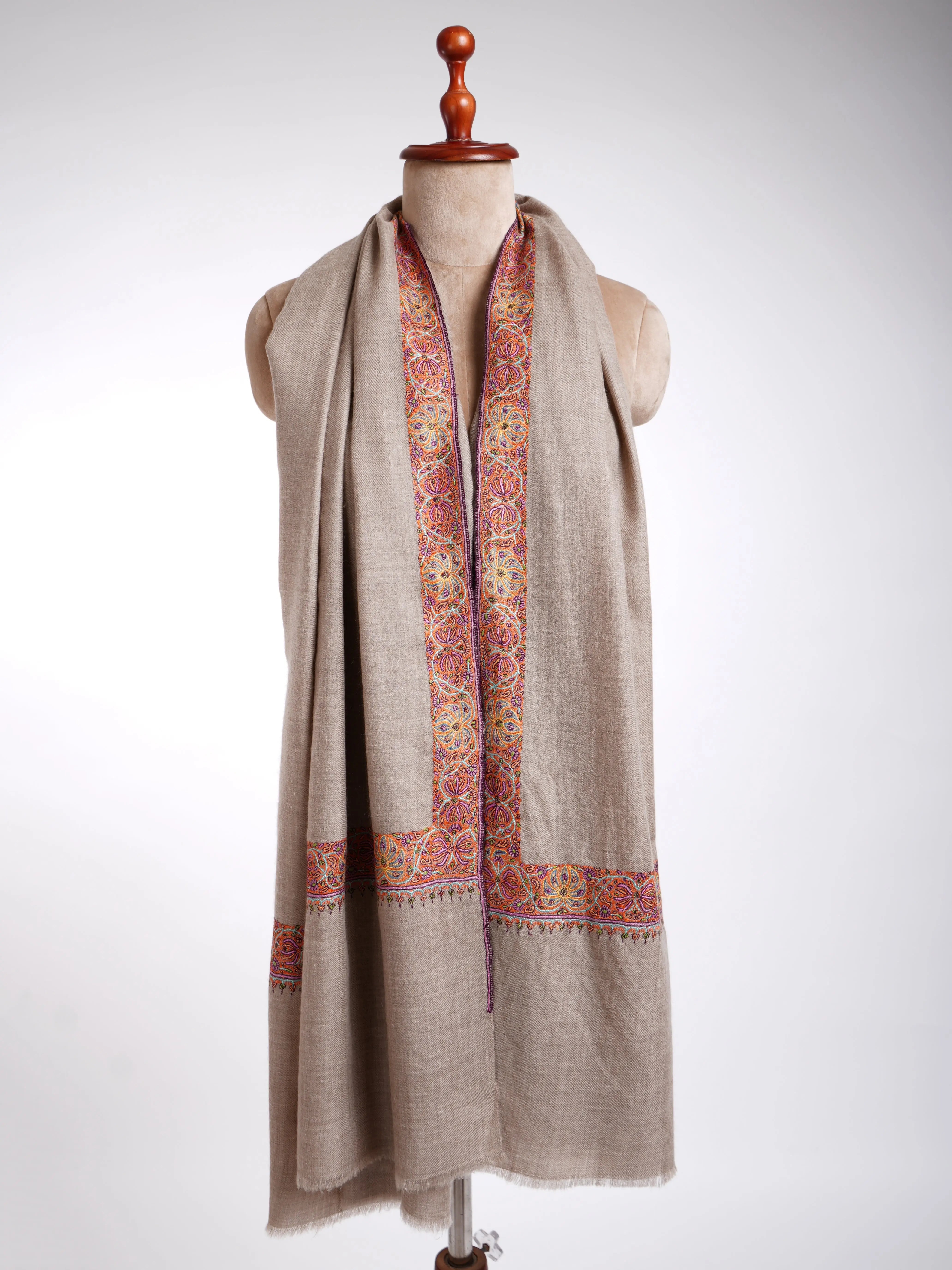 Handmade Sozni Work Indian Pashmina Shawls Shahkaar