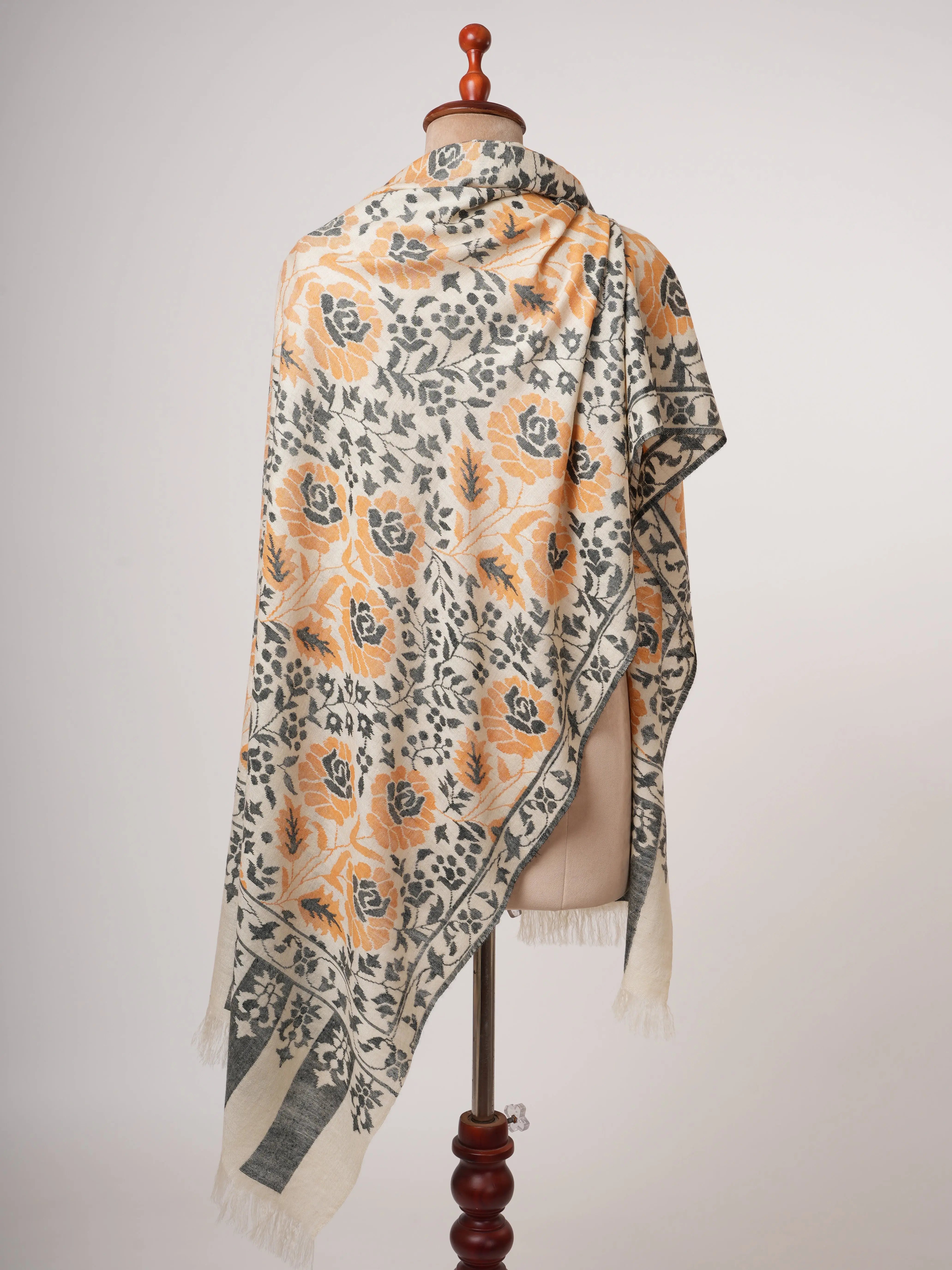 Handspun Luxuriously Soft Handwoven Kani Pashmina Jamavar Shawl Shahkaar
