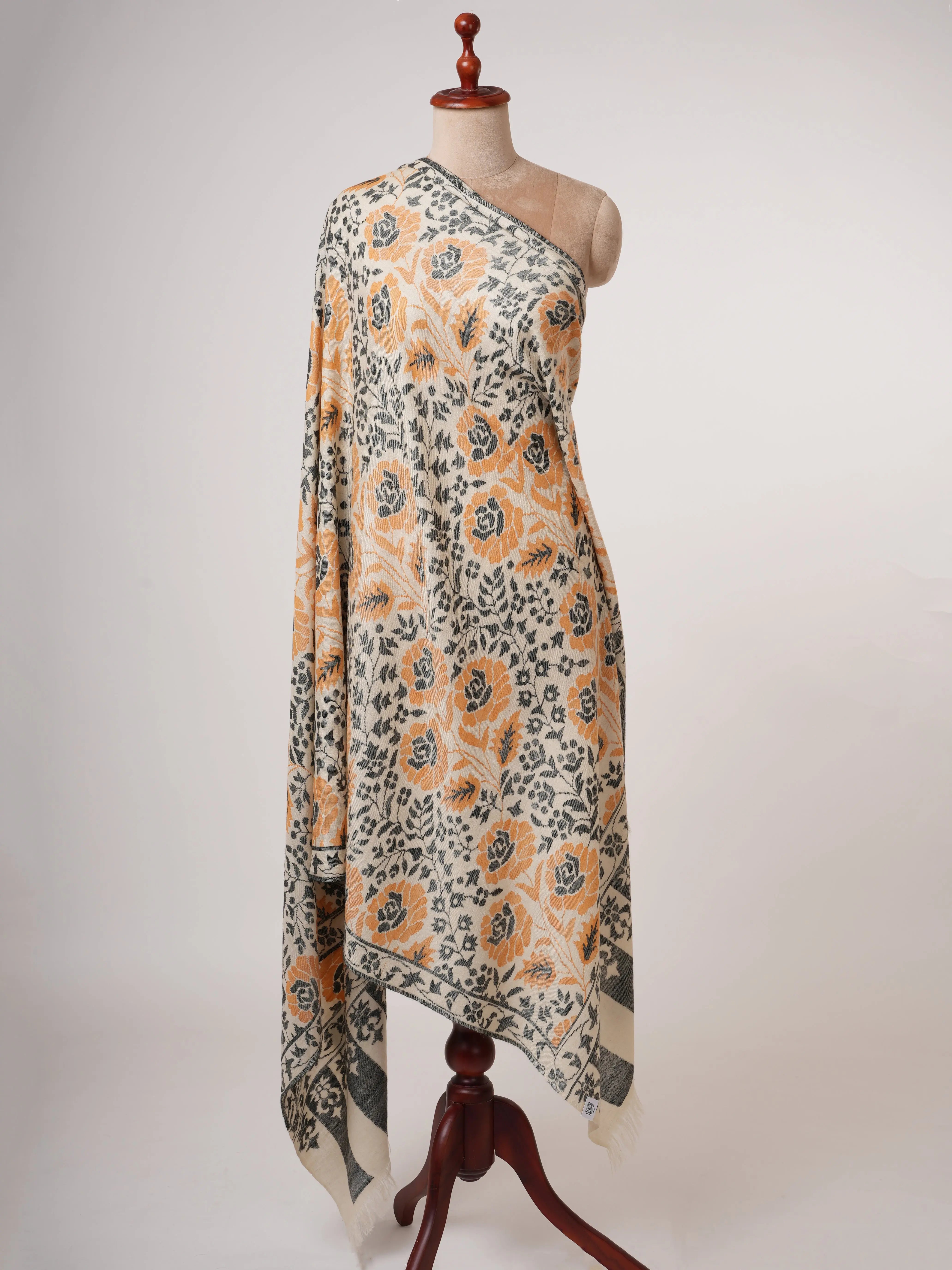 Handspun Luxuriously Soft Handwoven Kani Pashmina Jamavar Shawl Shahkaar