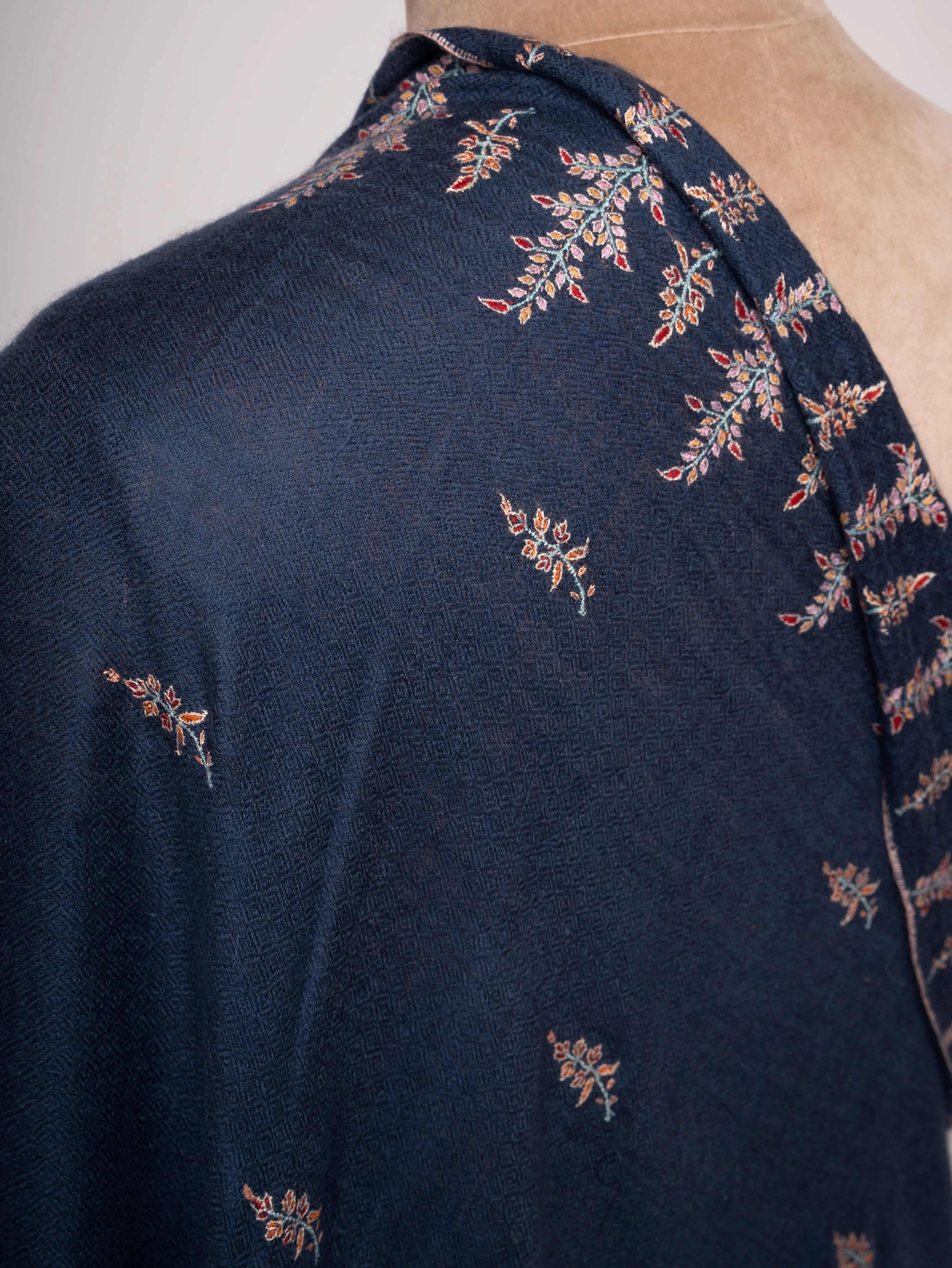 Handspun & Handwoven Pashmina Shawl with Fine Sozni Embroidery Shahkaar