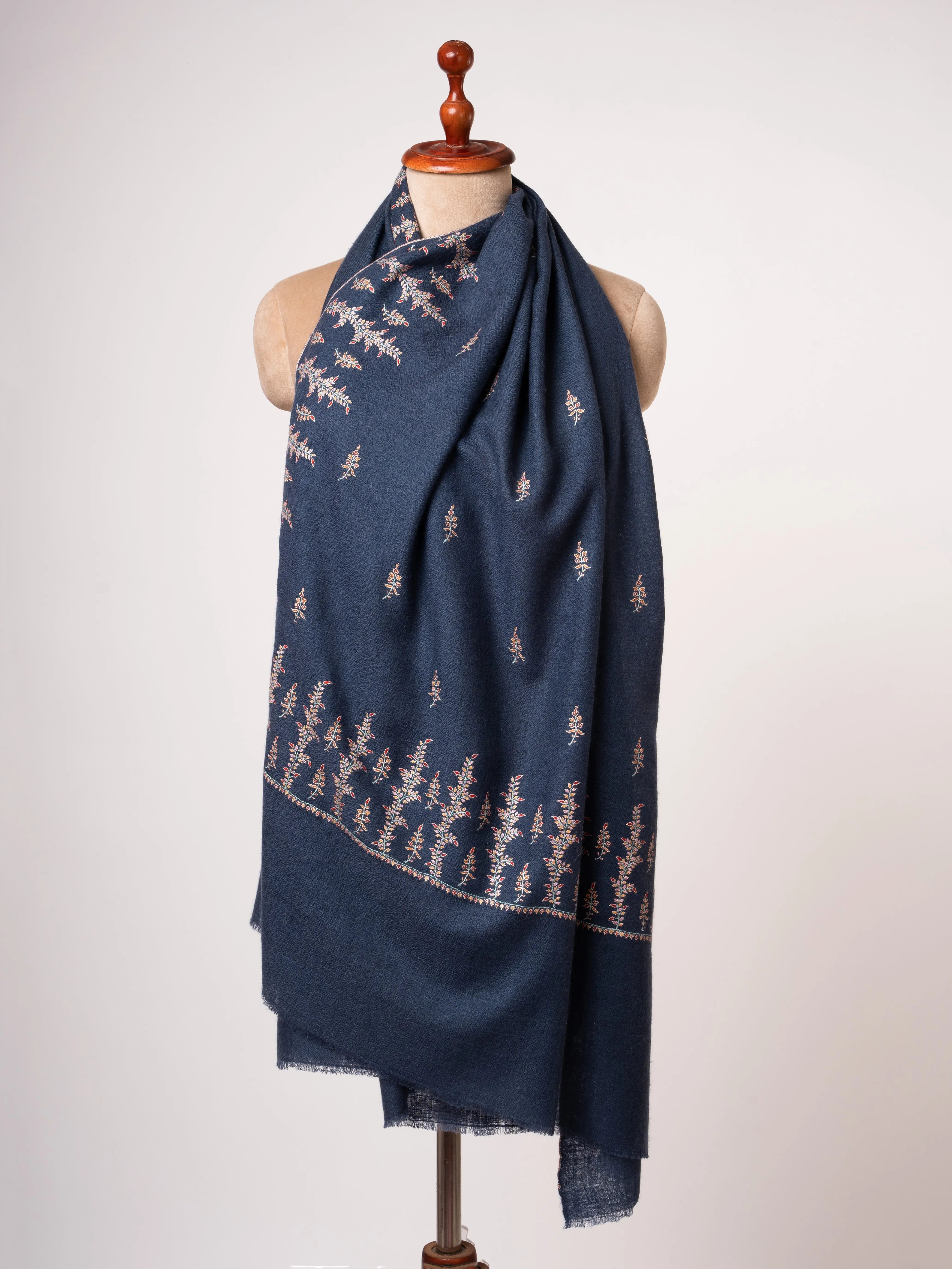 Handspun & Handwoven Pashmina Shawl with Fine Sozni Embroidery Shahkaar