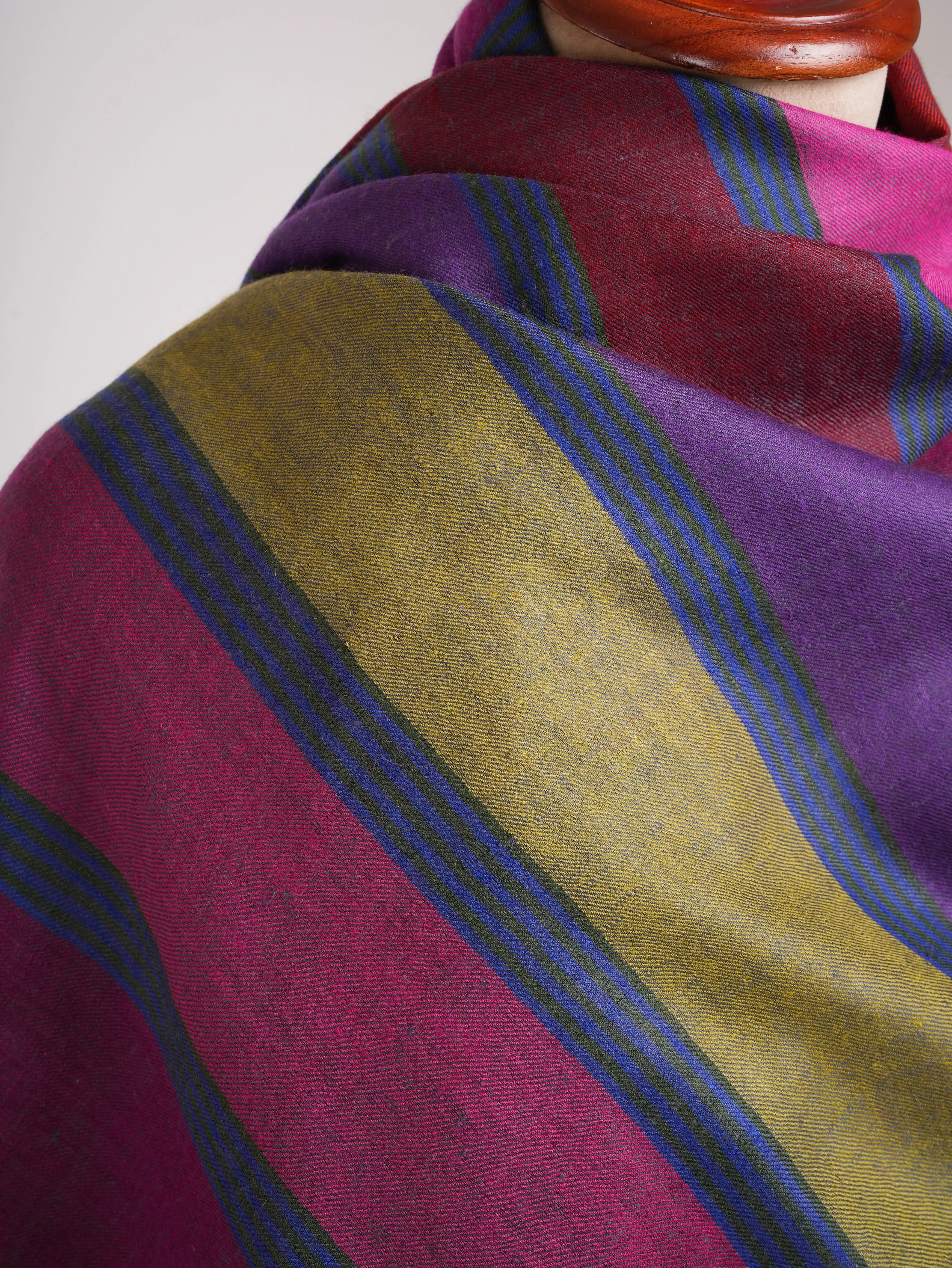 Handwoven Bold Stripe Authentic Pashmina Shawl Shahkaar