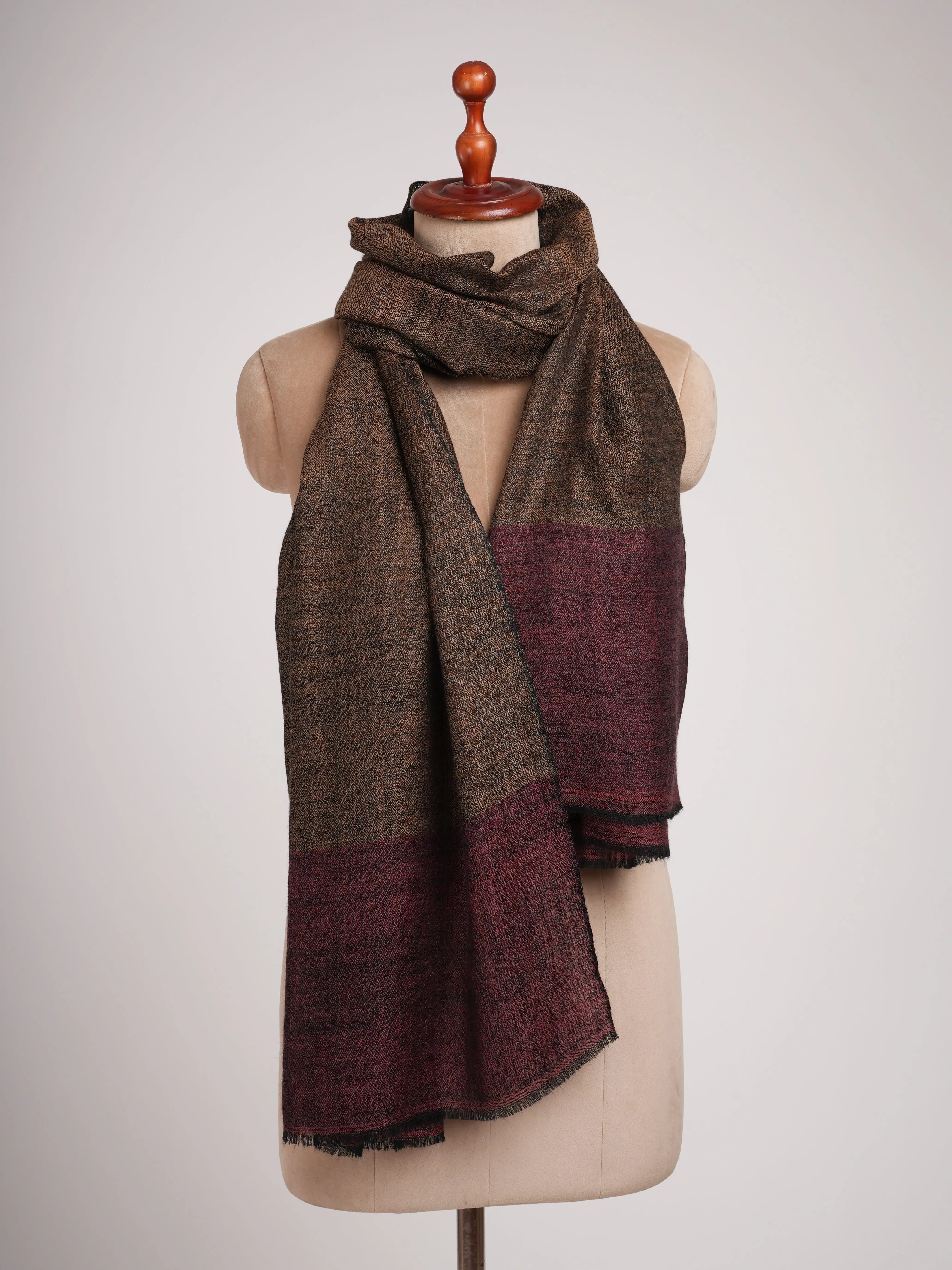 Handwoven Diamond Weave Indian Cashmere Scarf Shahkaar