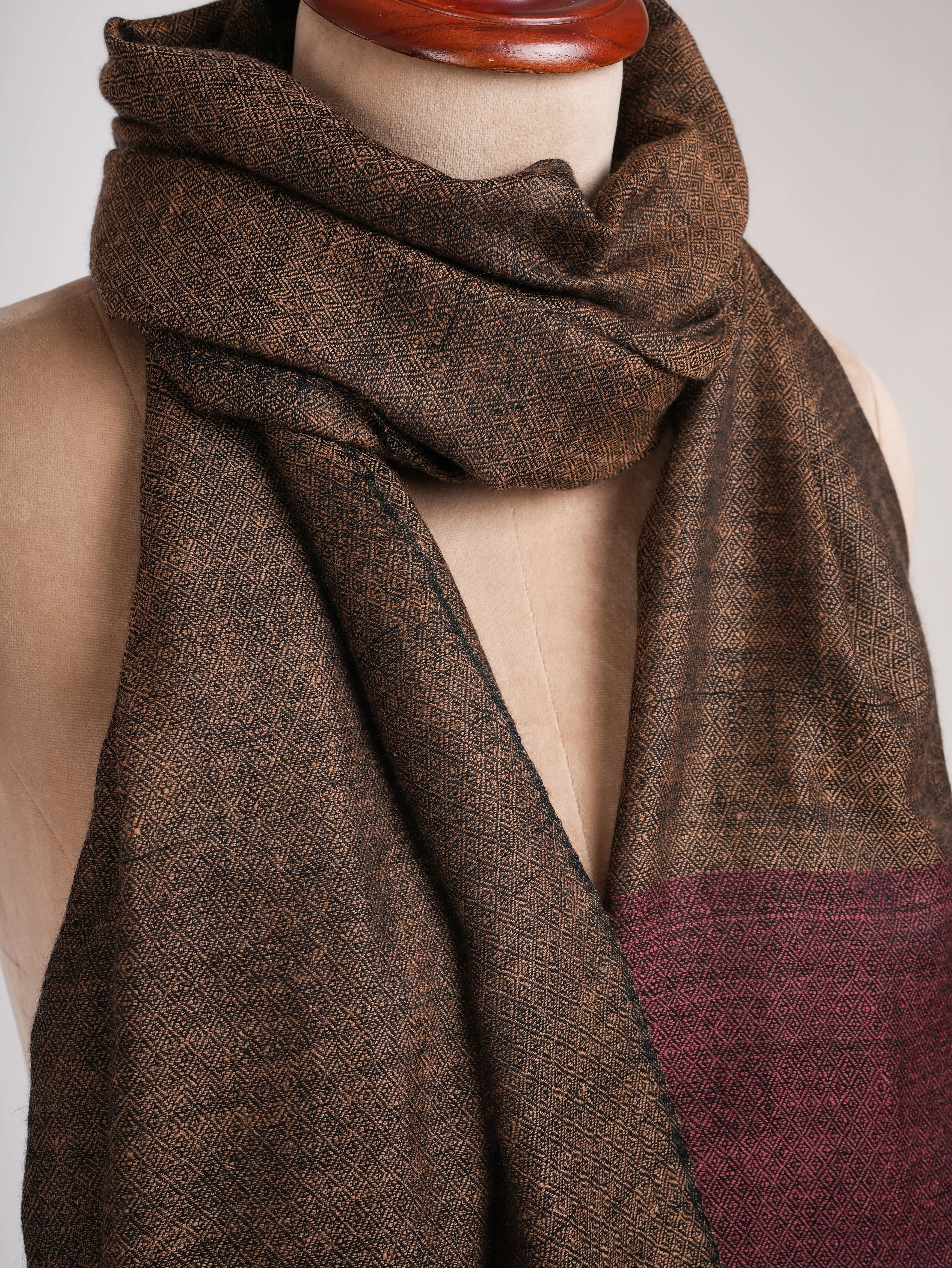 Handwoven Diamond Weave Indian Cashmere Scarf Shahkaar