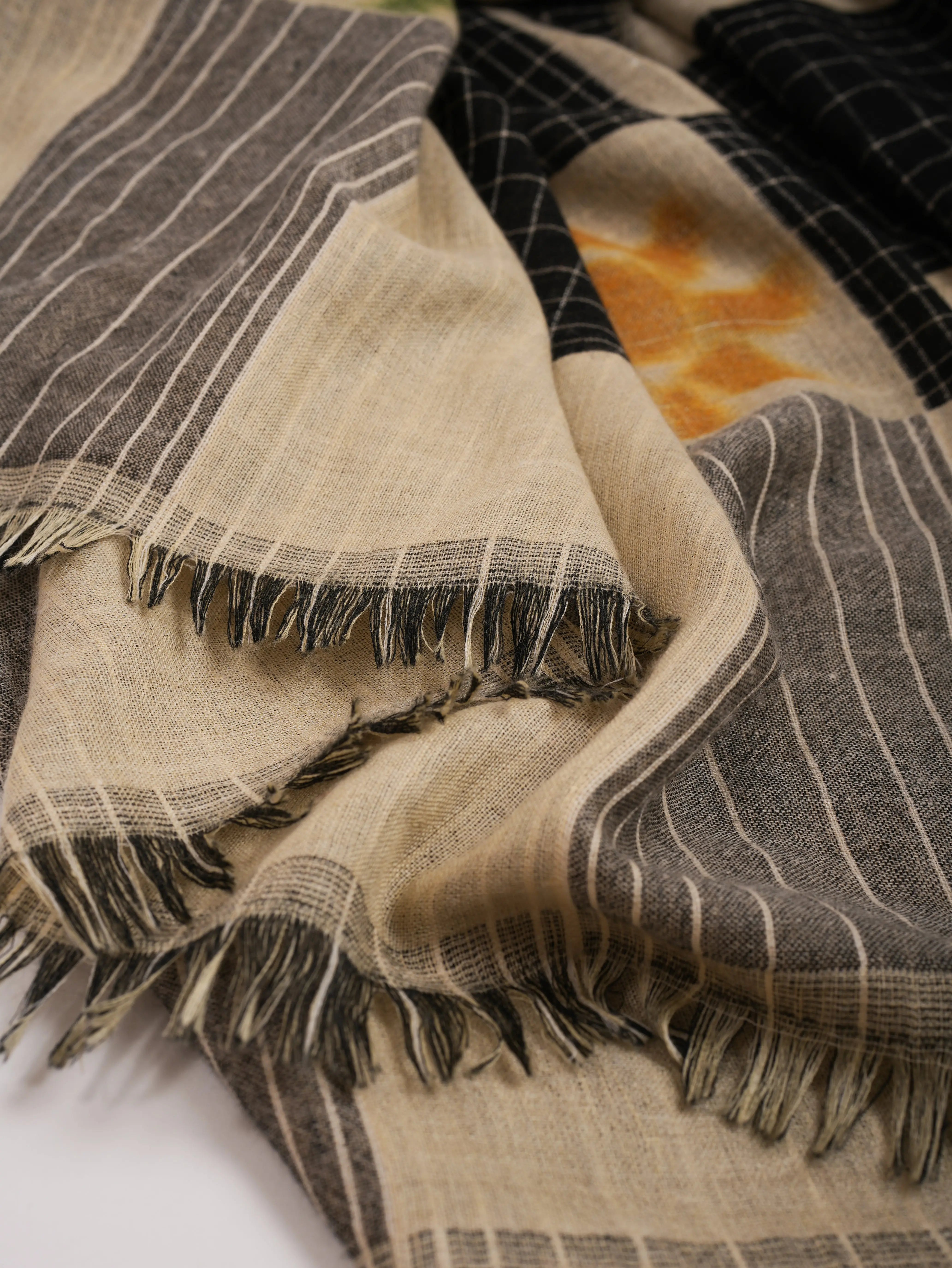 Handwoven Dorukha Dualshade Ikat Indian Shawl Shahkaar