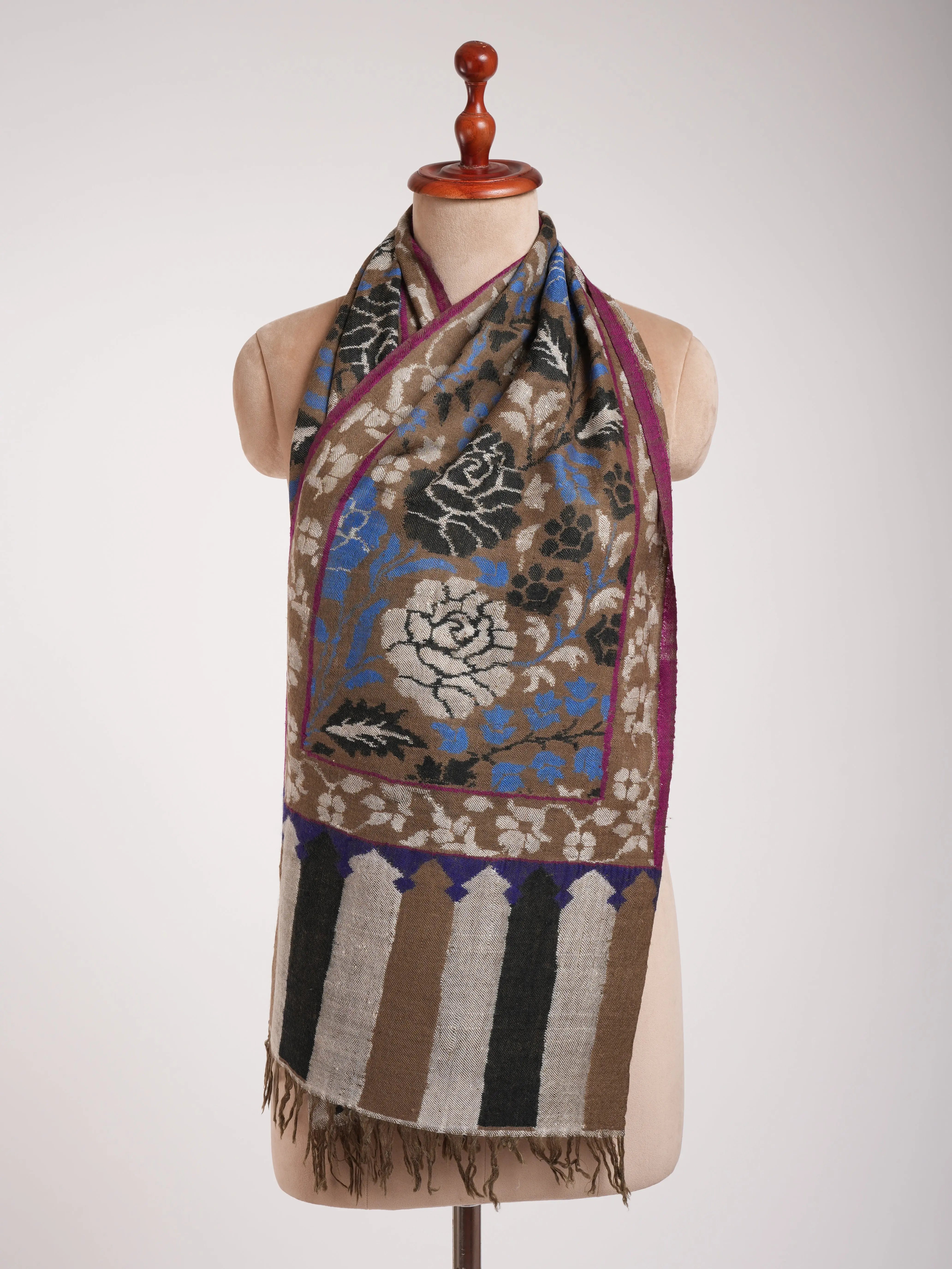 Handwoven Kani Pashmina Neck Scarf Shahkaar