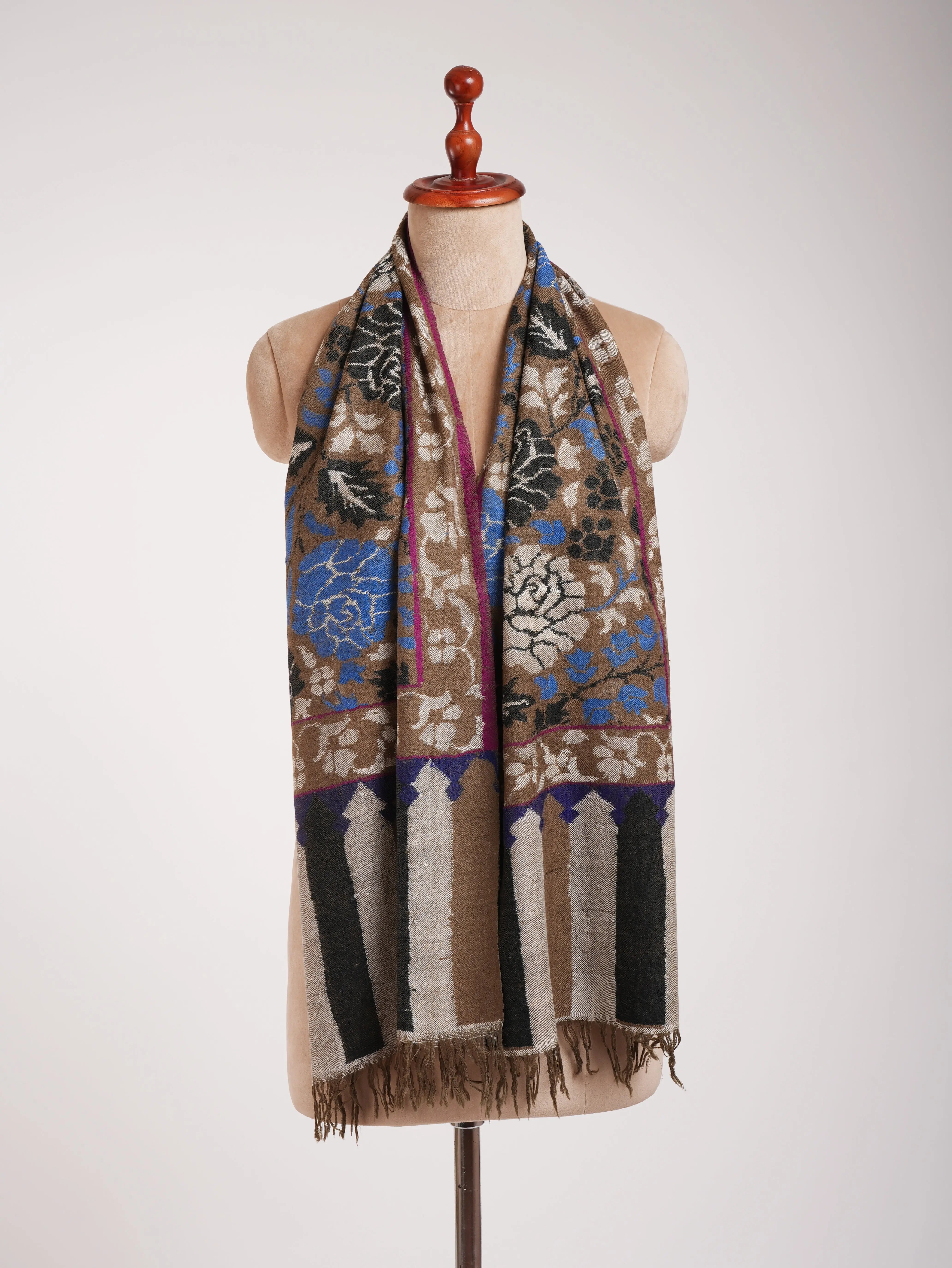 Handwoven Kani Pashmina Neck Scarf Shahkaar