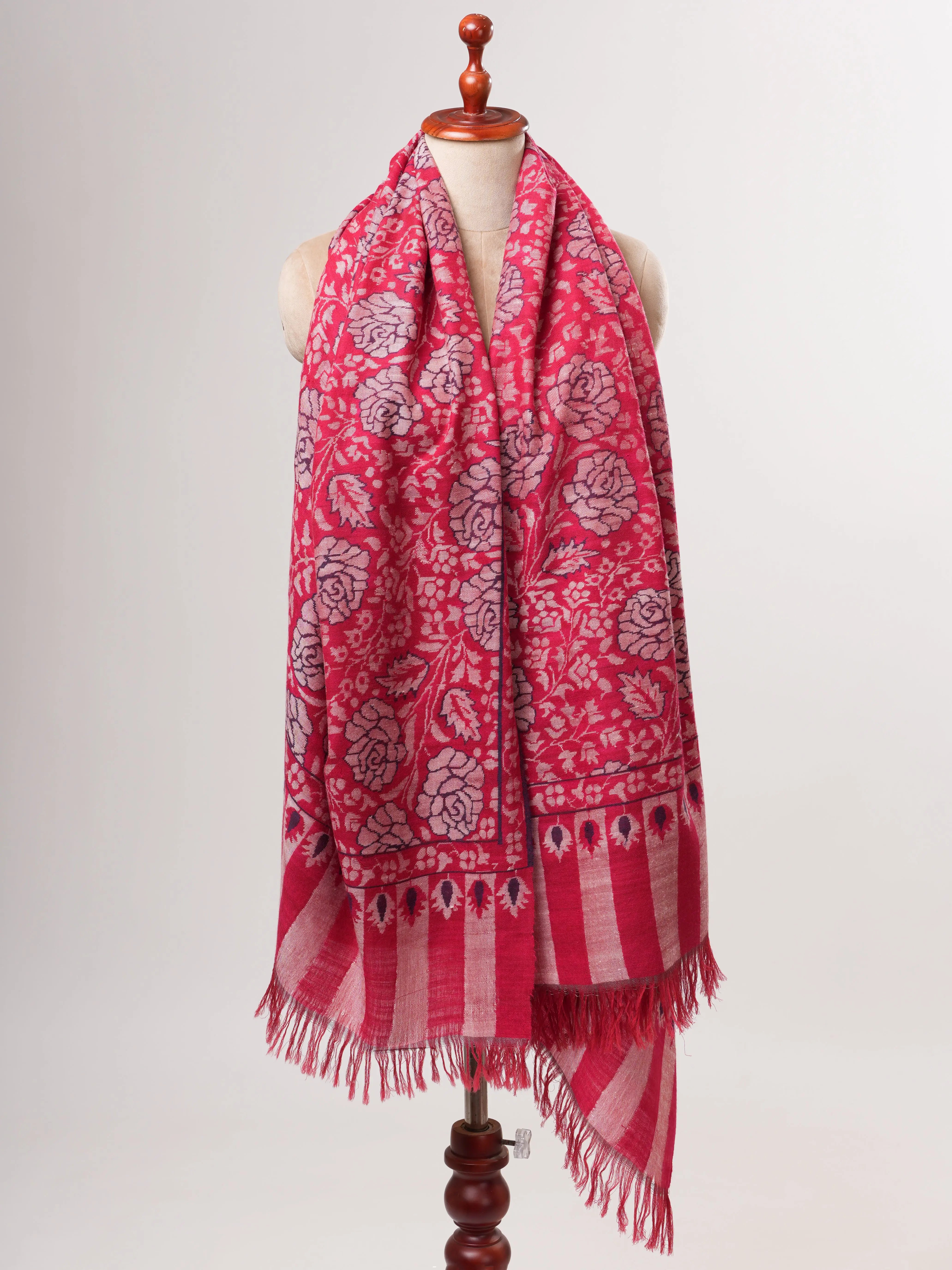 Handwoven Kani Pashmina Shawl with Floral Motifs Shahkaar