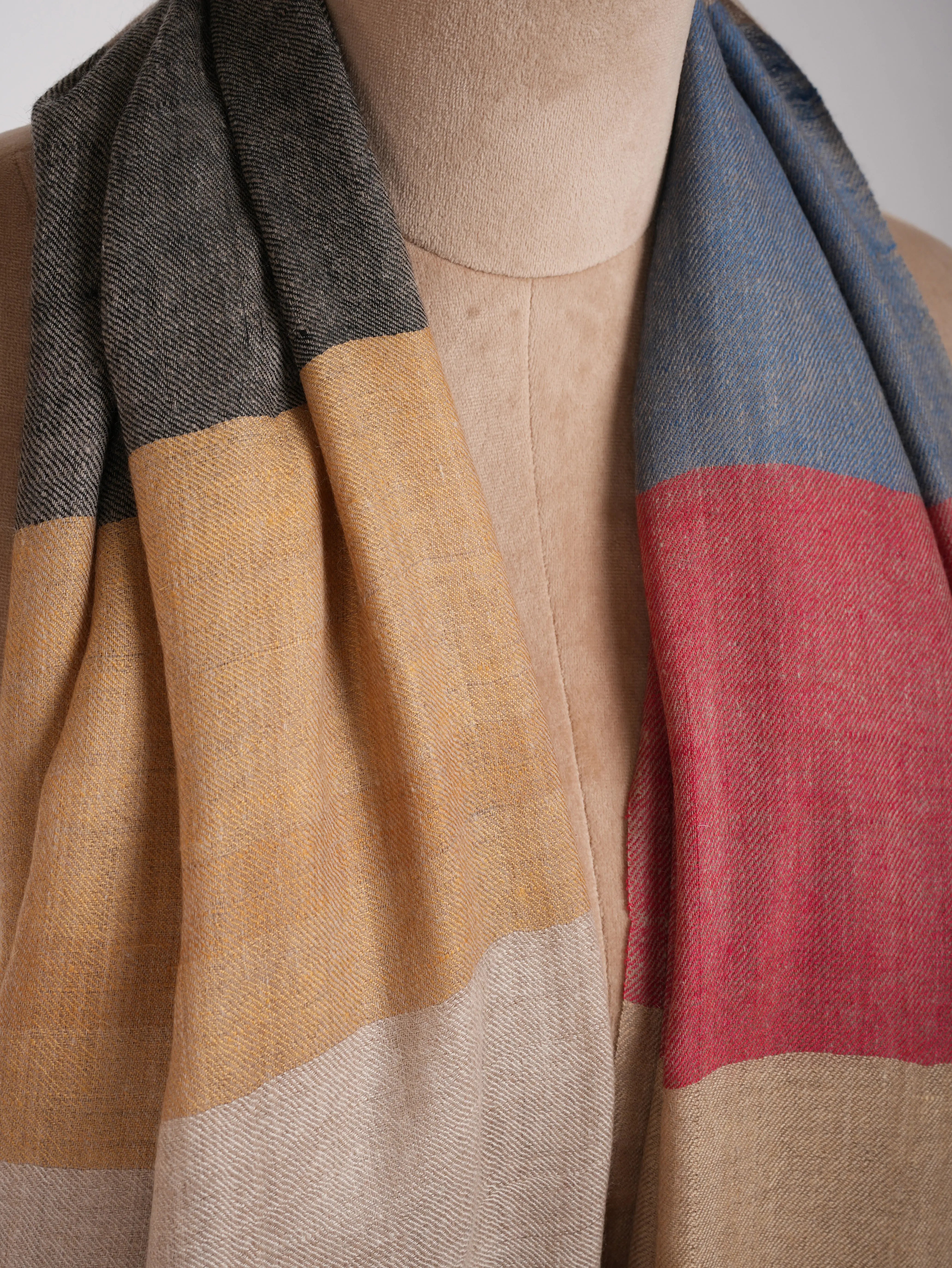 Handwoven Modern Stripe Indian Cashmere Scarf Shahkaar