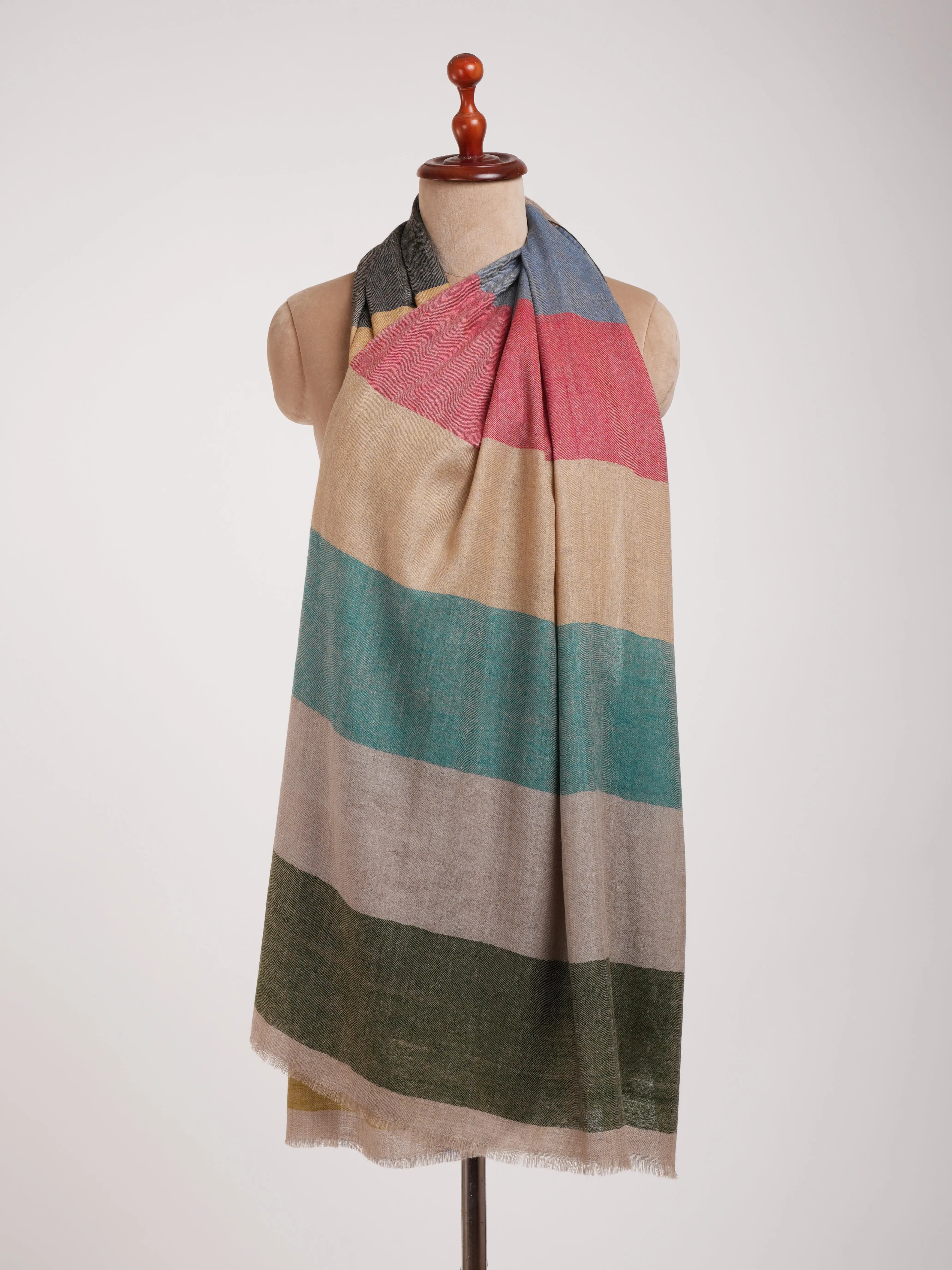 Handwoven Modern Stripe Indian Cashmere Scarf Shahkaar