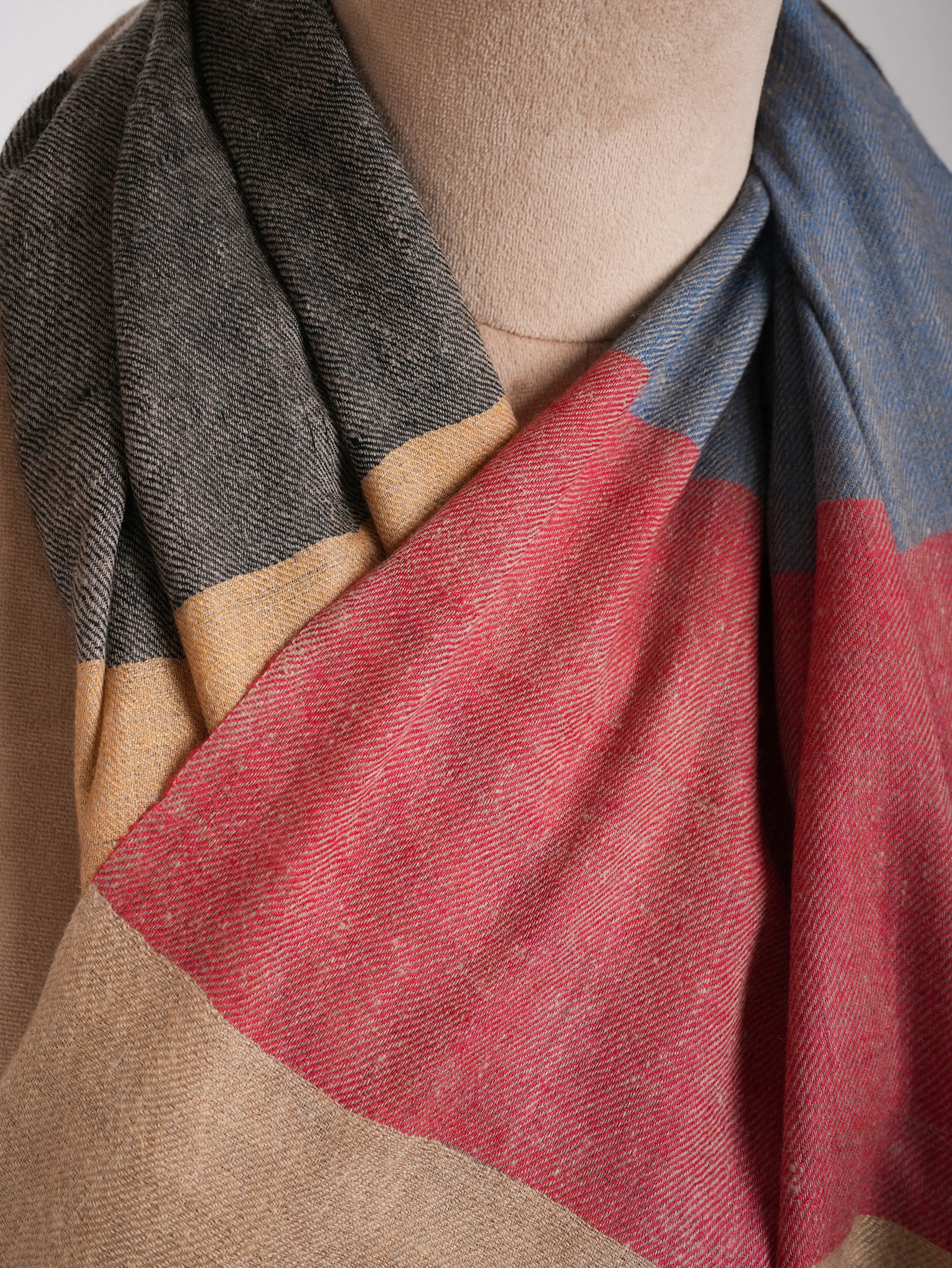 Handwoven Modern Stripe Indian Cashmere Scarf Shahkaar