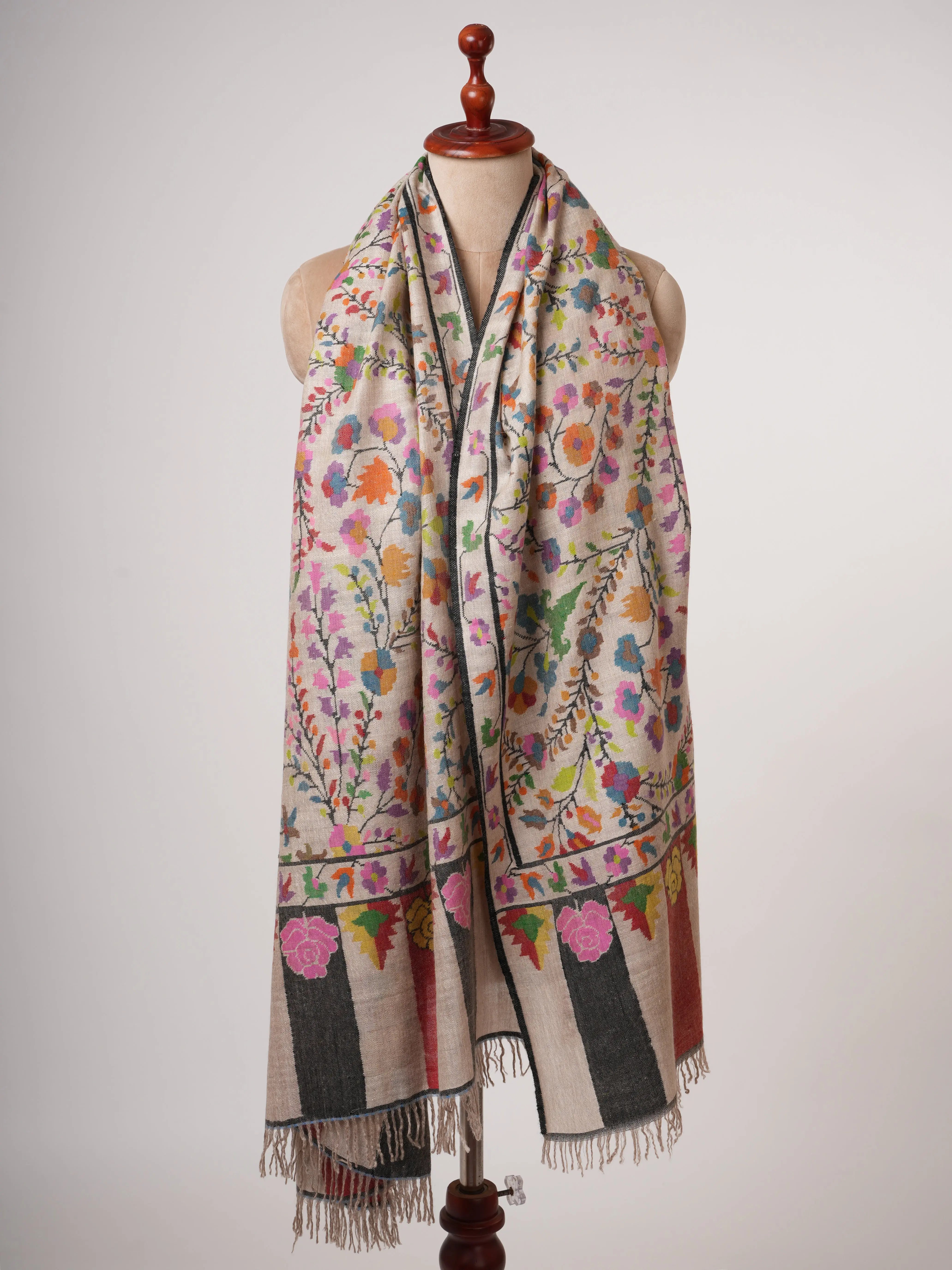 Handwoven Pure Pashmina Kani Shawl | Delicately Crafted Luxury Shahkaar