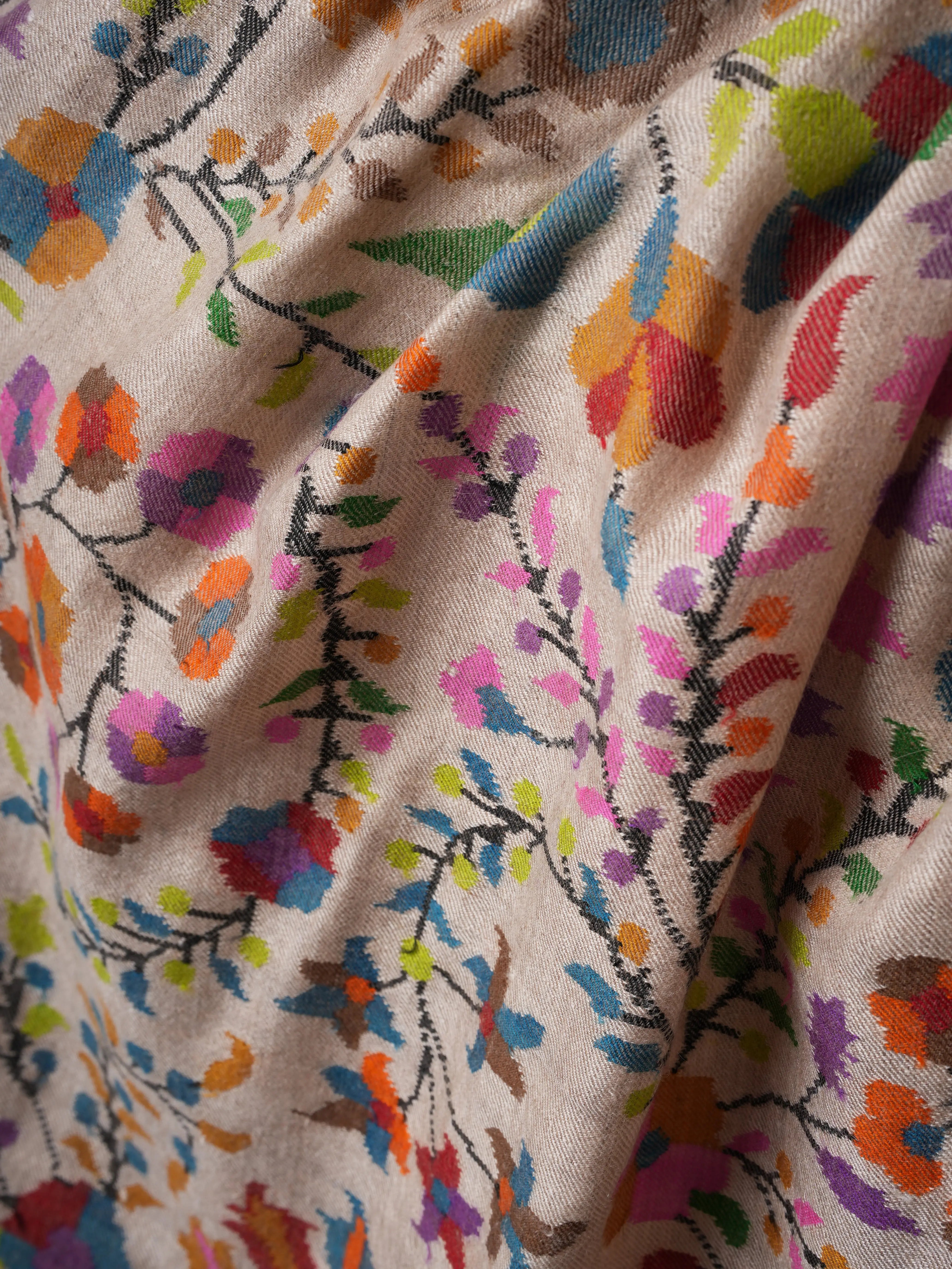 Handwoven Pure Pashmina Kani Shawl | Delicately Crafted Luxury Shahkaar
