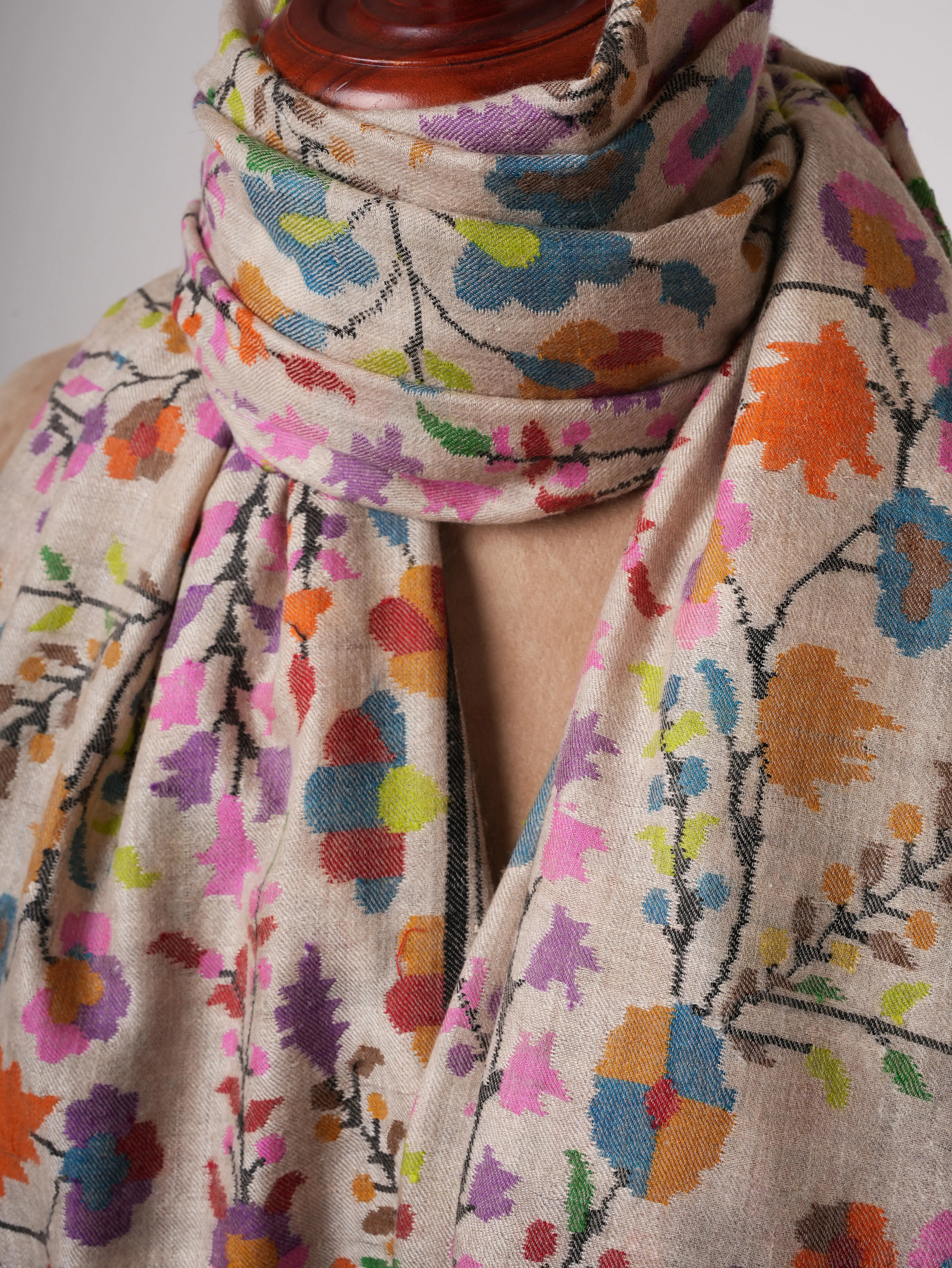 Handwoven Pure Pashmina Kani Shawl | Delicately Crafted Luxury Shahkaar