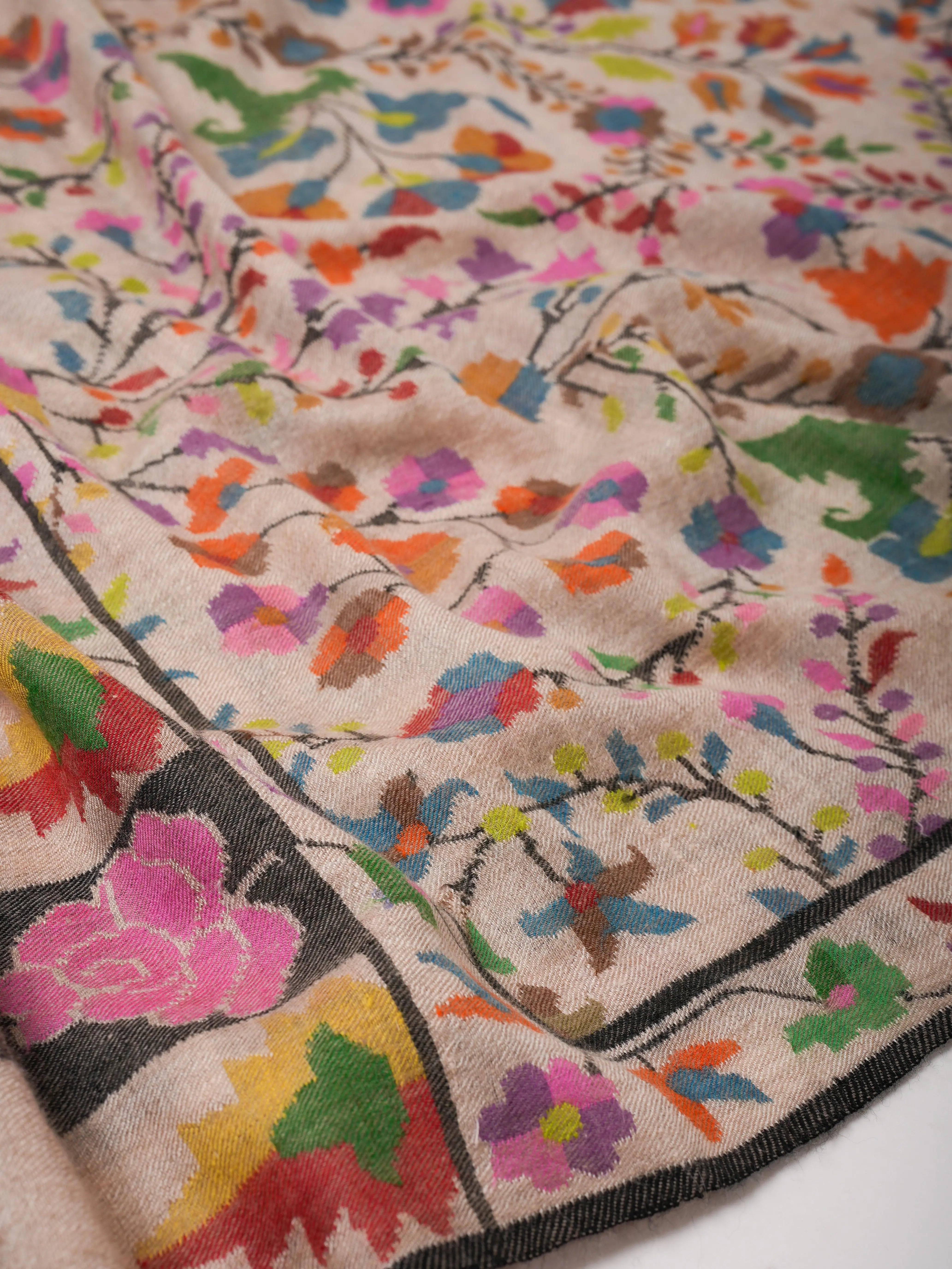 Handwoven Pure Pashmina Kani Shawl | Delicately Crafted Luxury Shahkaar