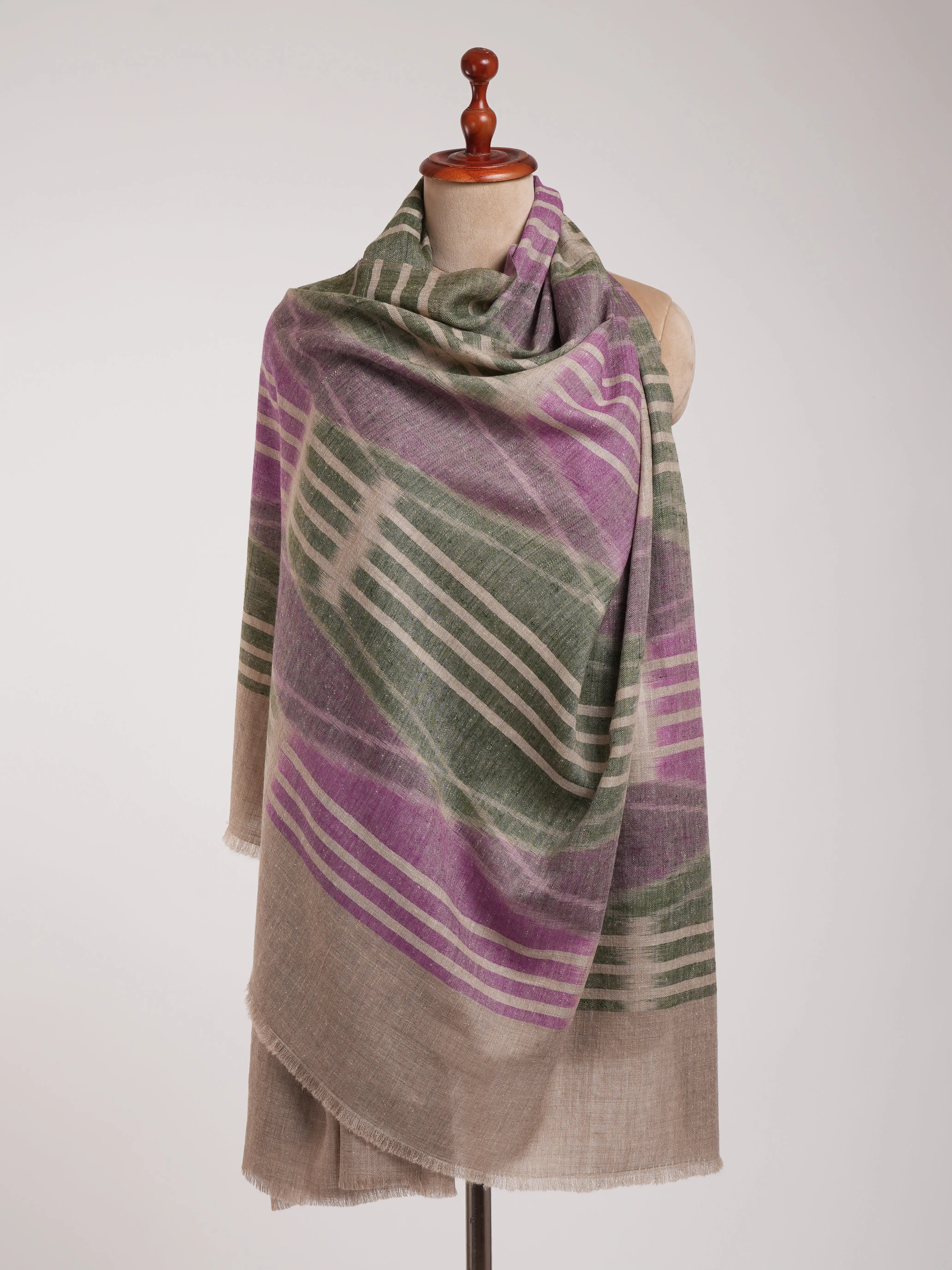 Handwoven Purple and Green Pashmina Shawl Shahkaar