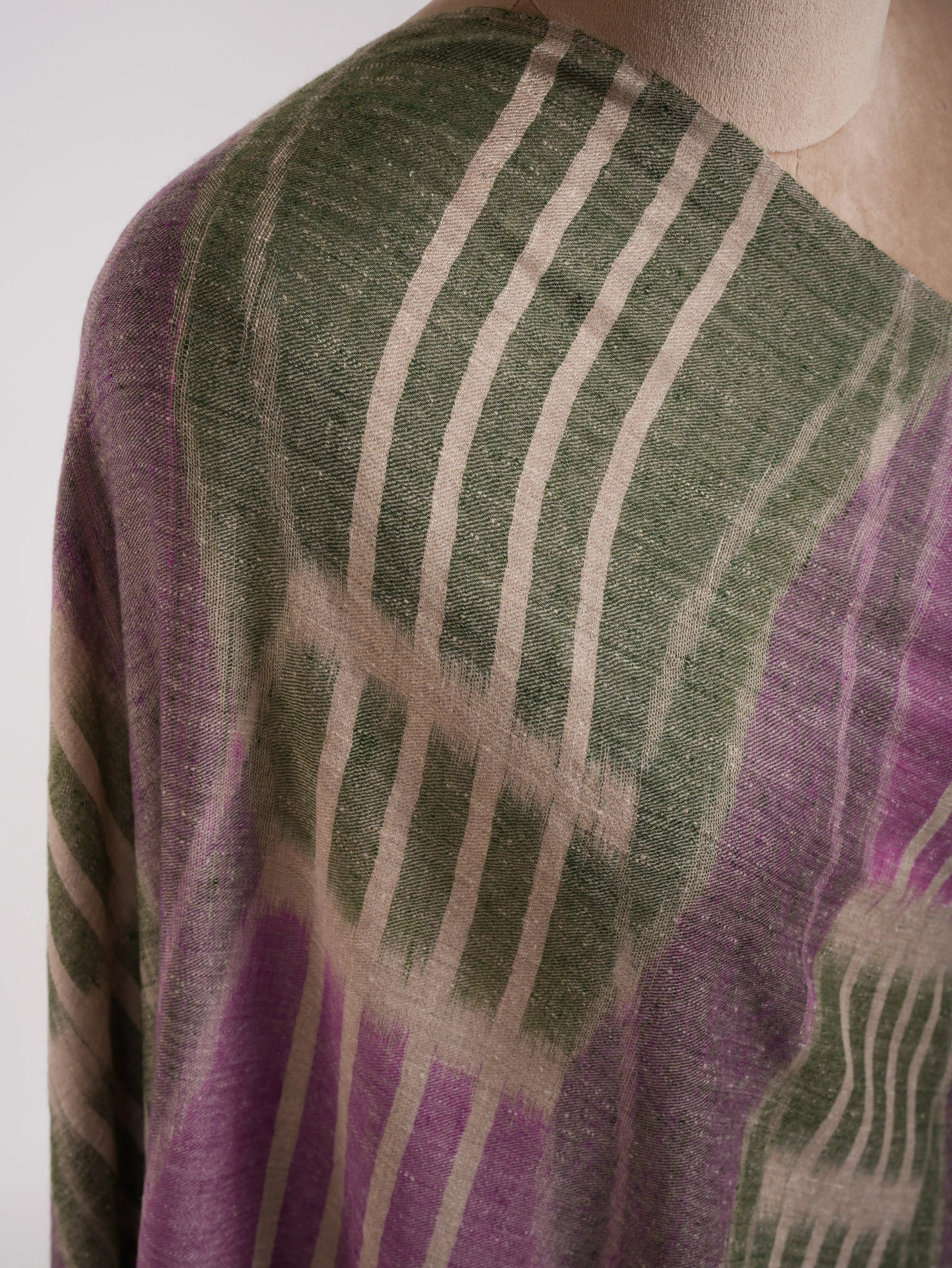 Handwoven Purple and Green Pashmina Shawl Shahkaar