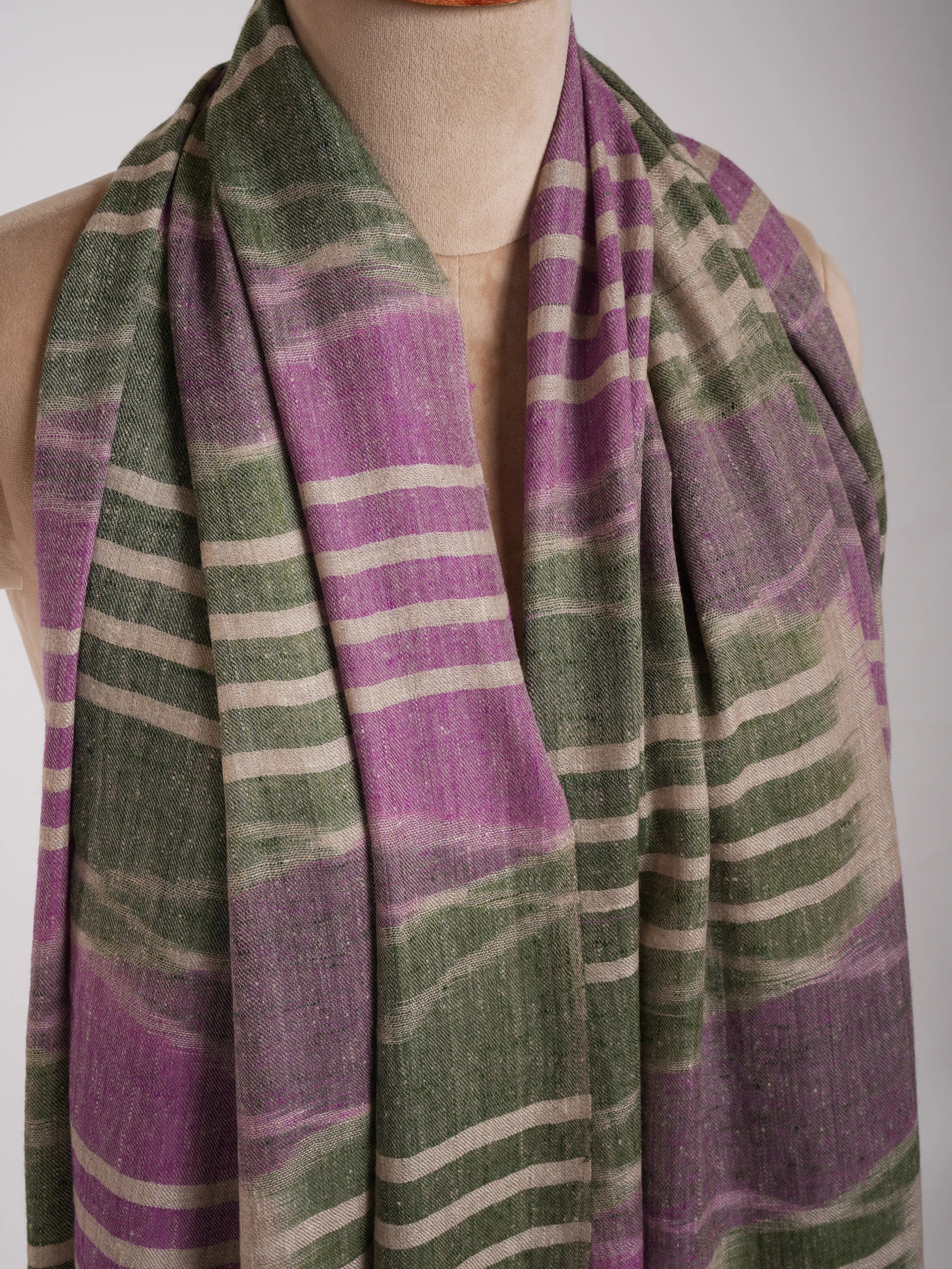 Handwoven Purple and Green Pashmina Shawl Shahkaar