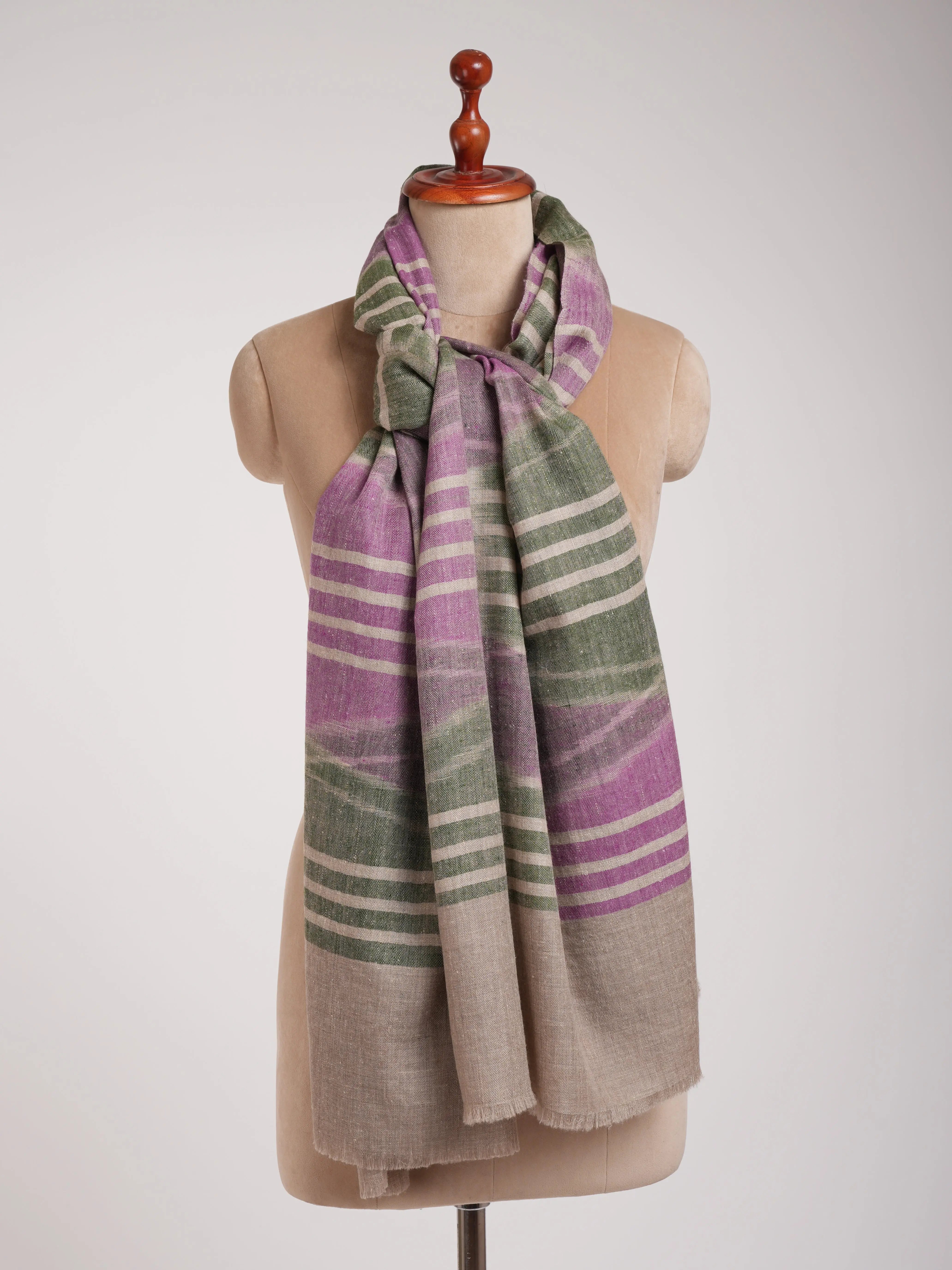 Handwoven Purple and Green Pashmina Shawl Shahkaar
