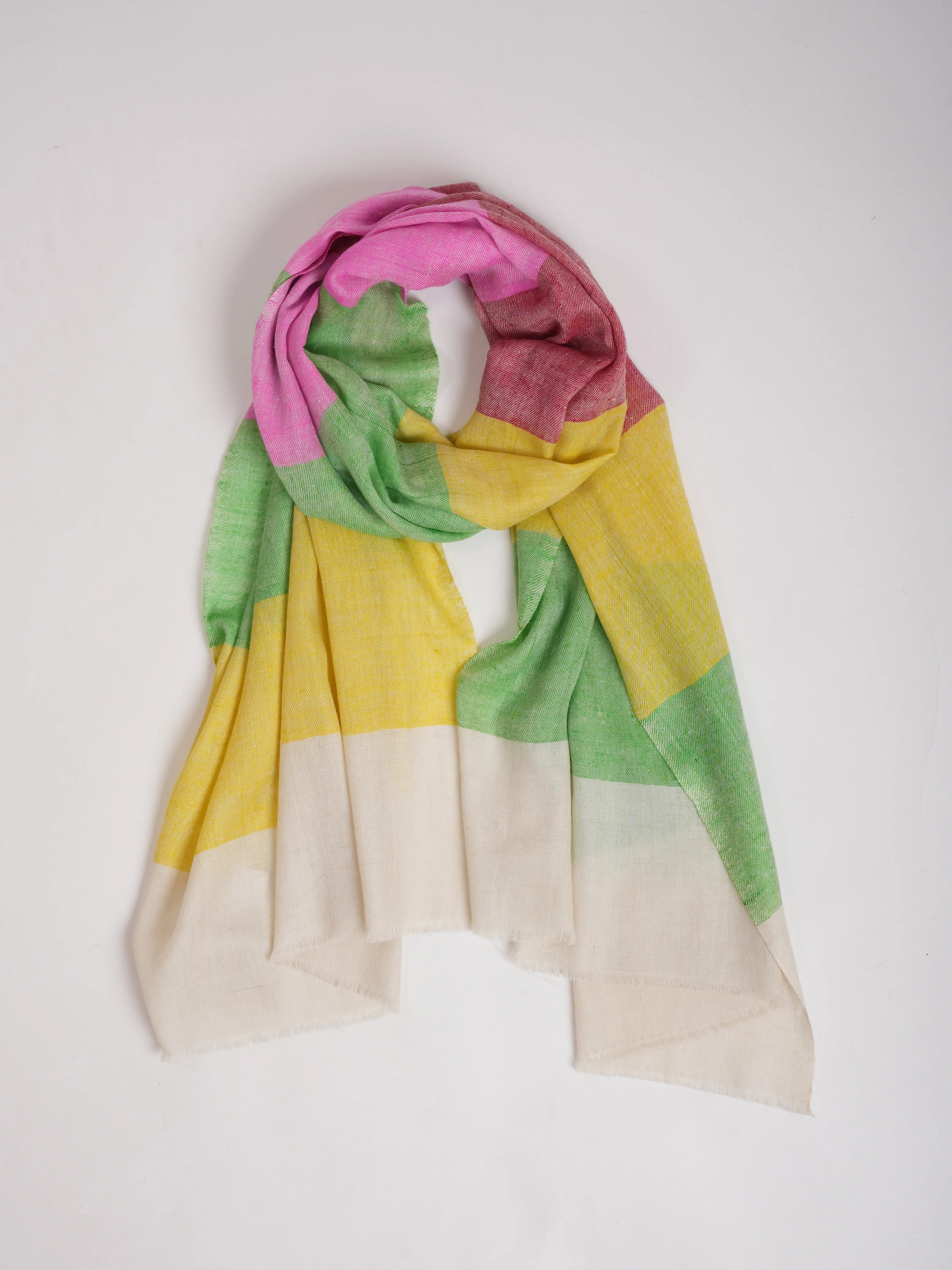 Handwoven Solid Stripe Indian Cashmere Stole Shahkaar