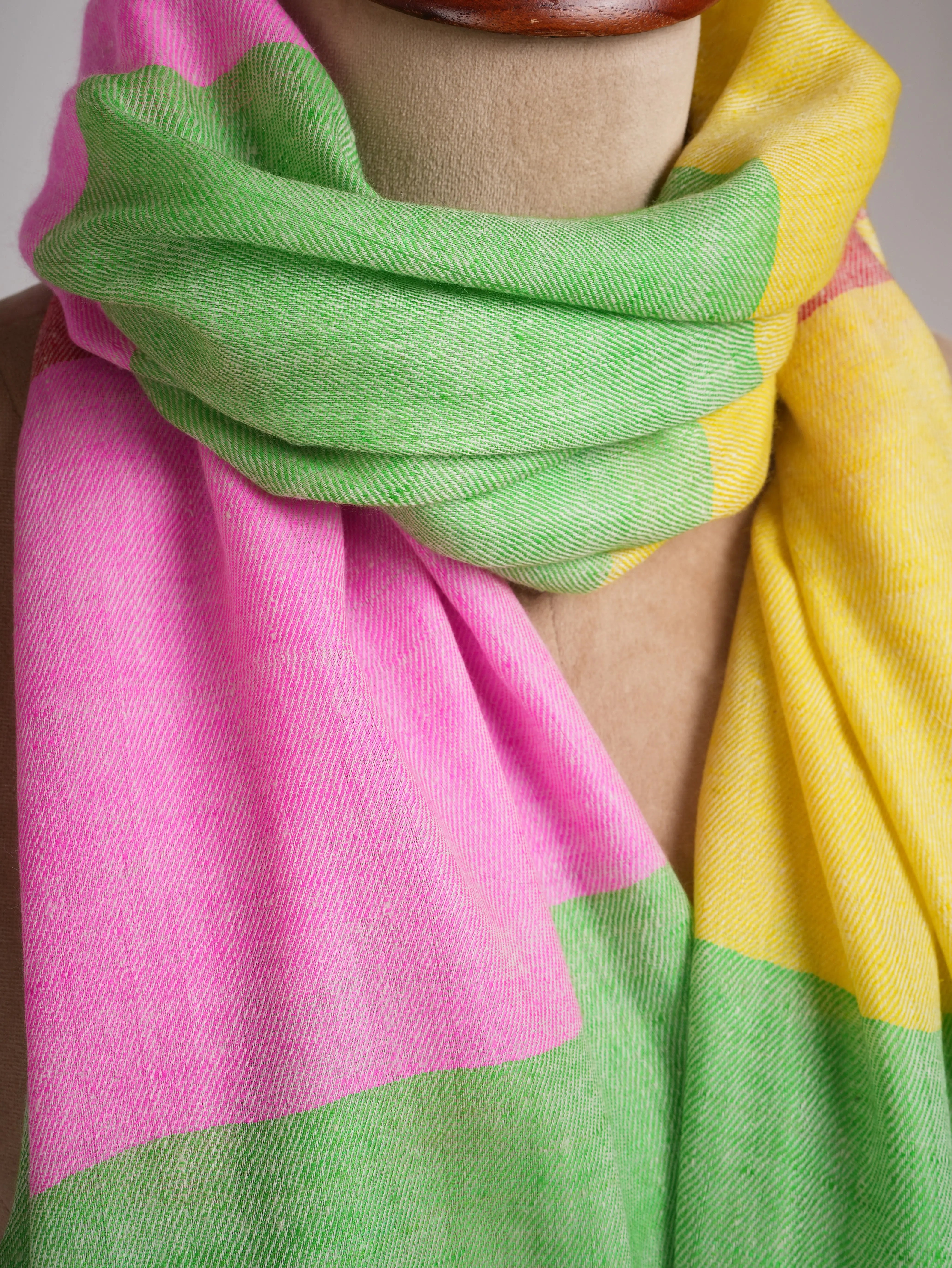 Handwoven Solid Stripe Indian Cashmere Stole Shahkaar