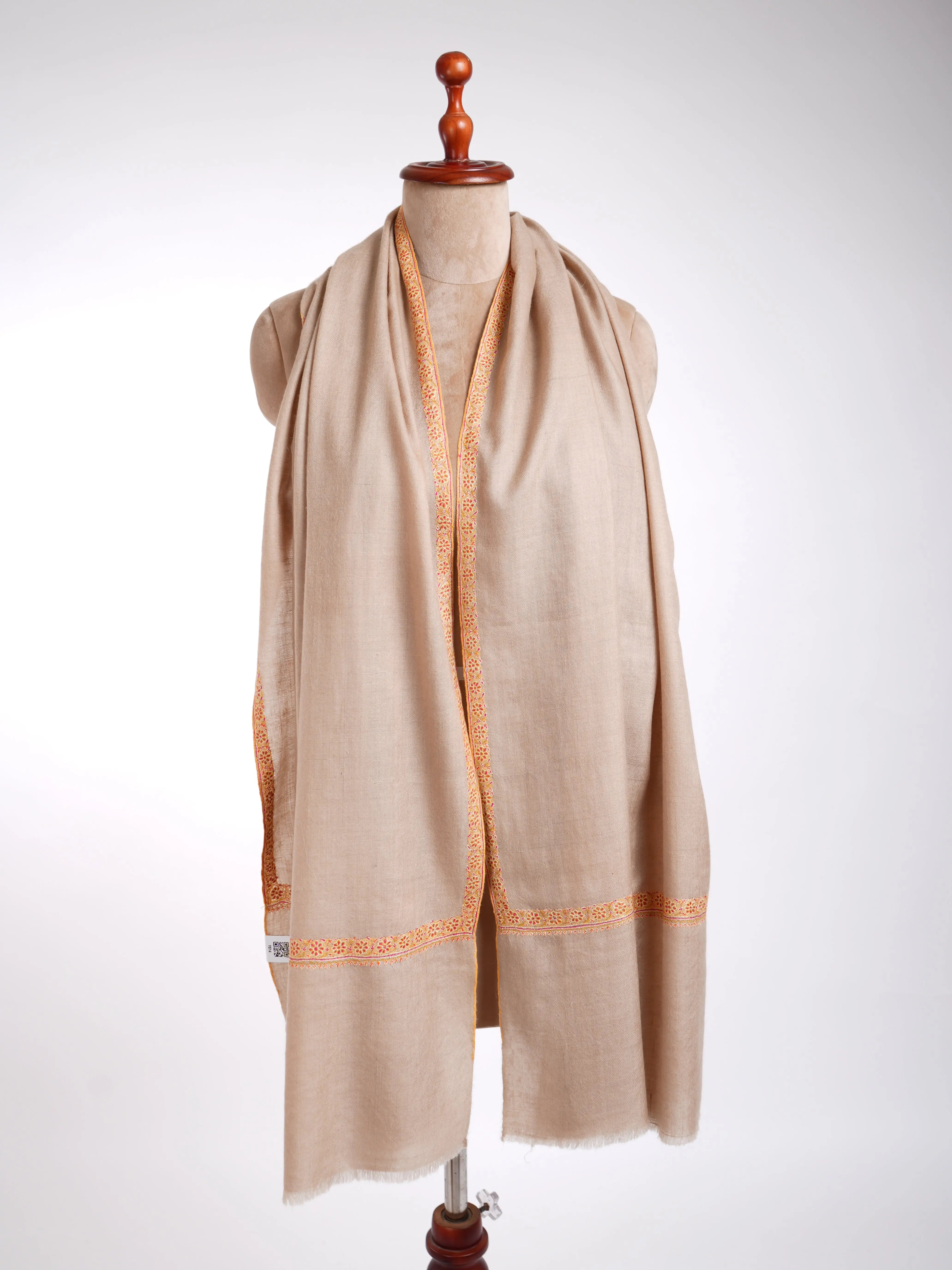 Hashia Dar Pure Pashmina Shawl Tender Peach Shahkaar