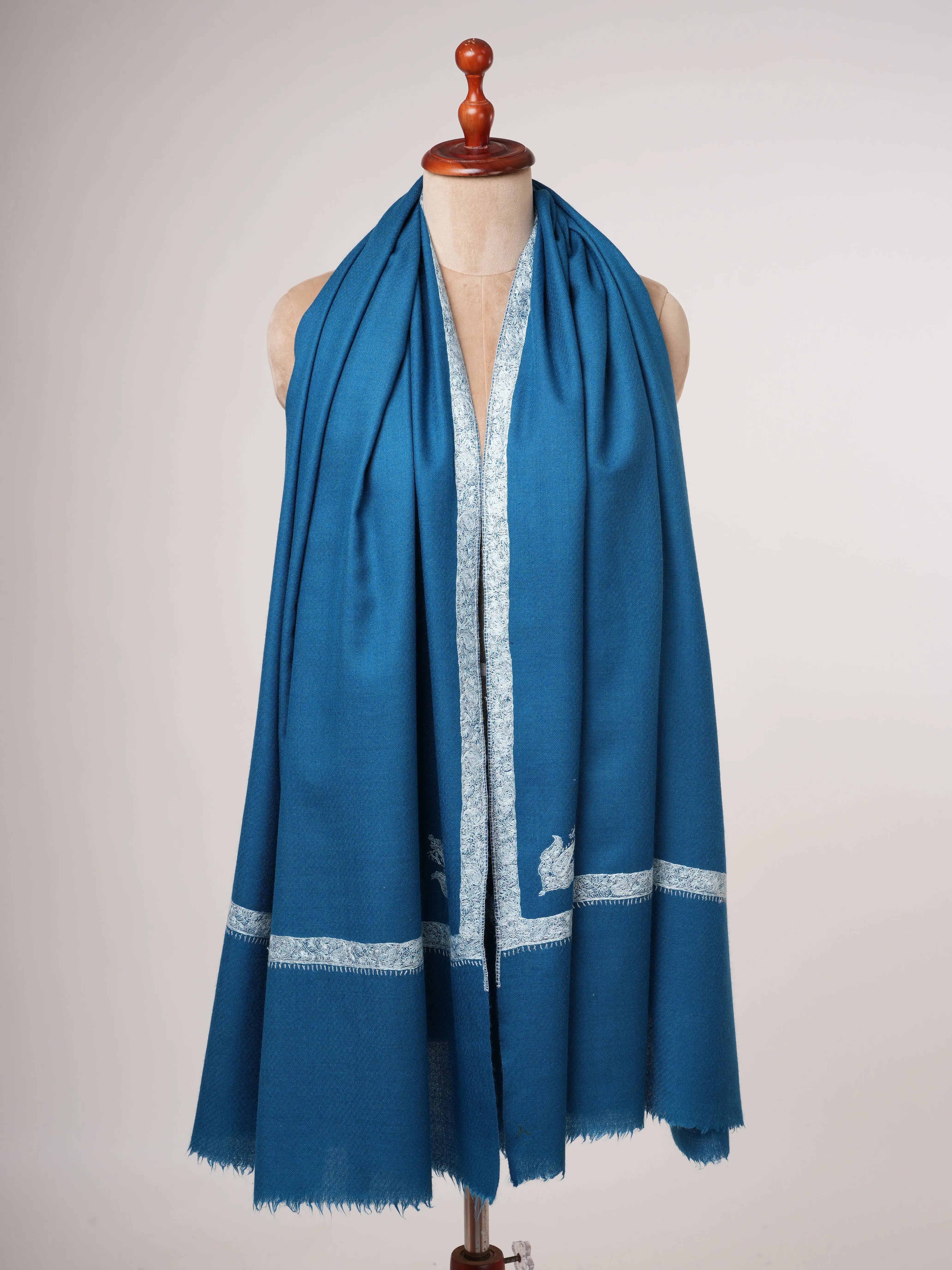 Hashia Hand Embroidered Silk Wool Shawl Shahkaar