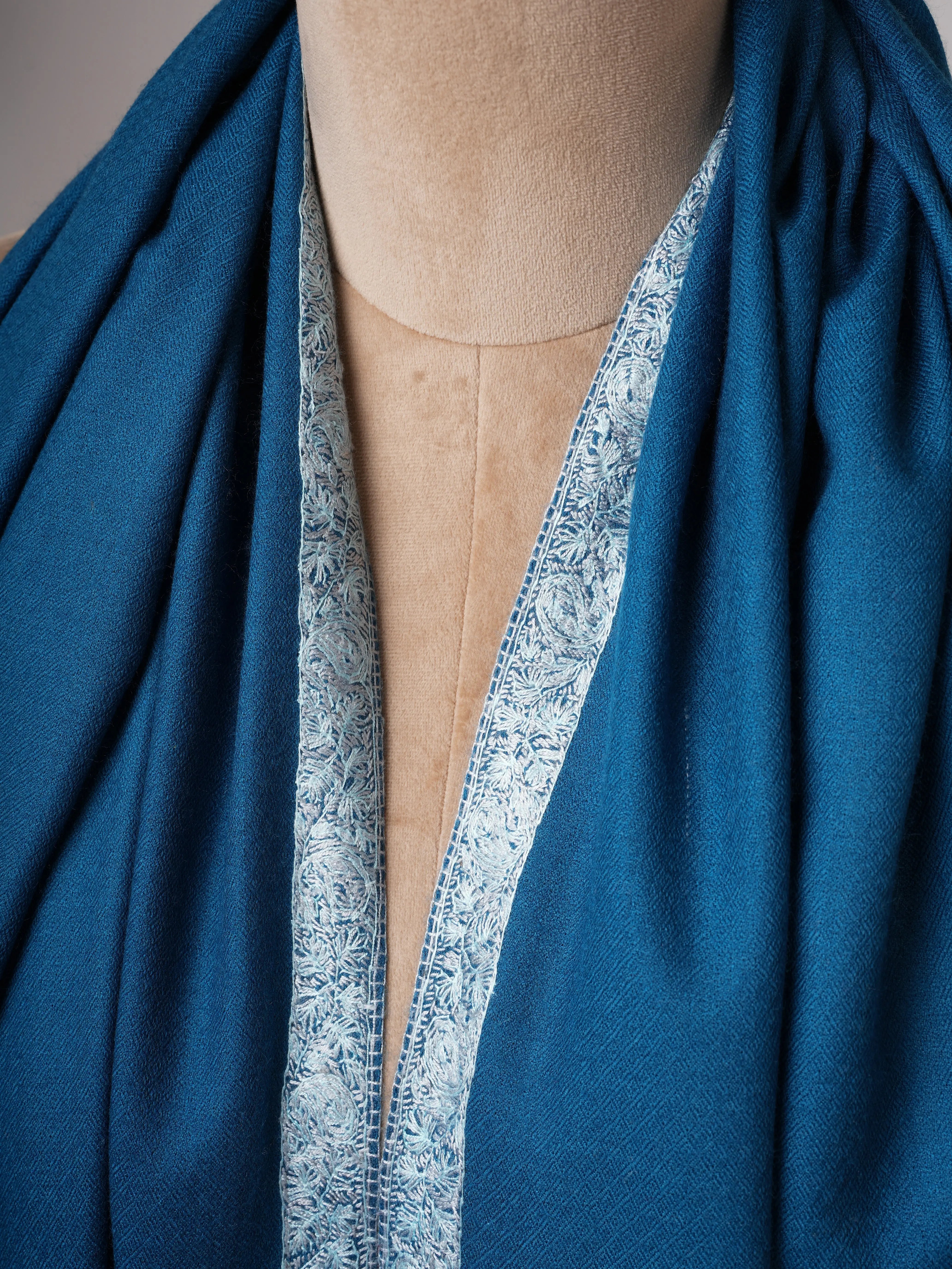 Hashia Hand Embroidered Silk Wool Shawl Shahkaar