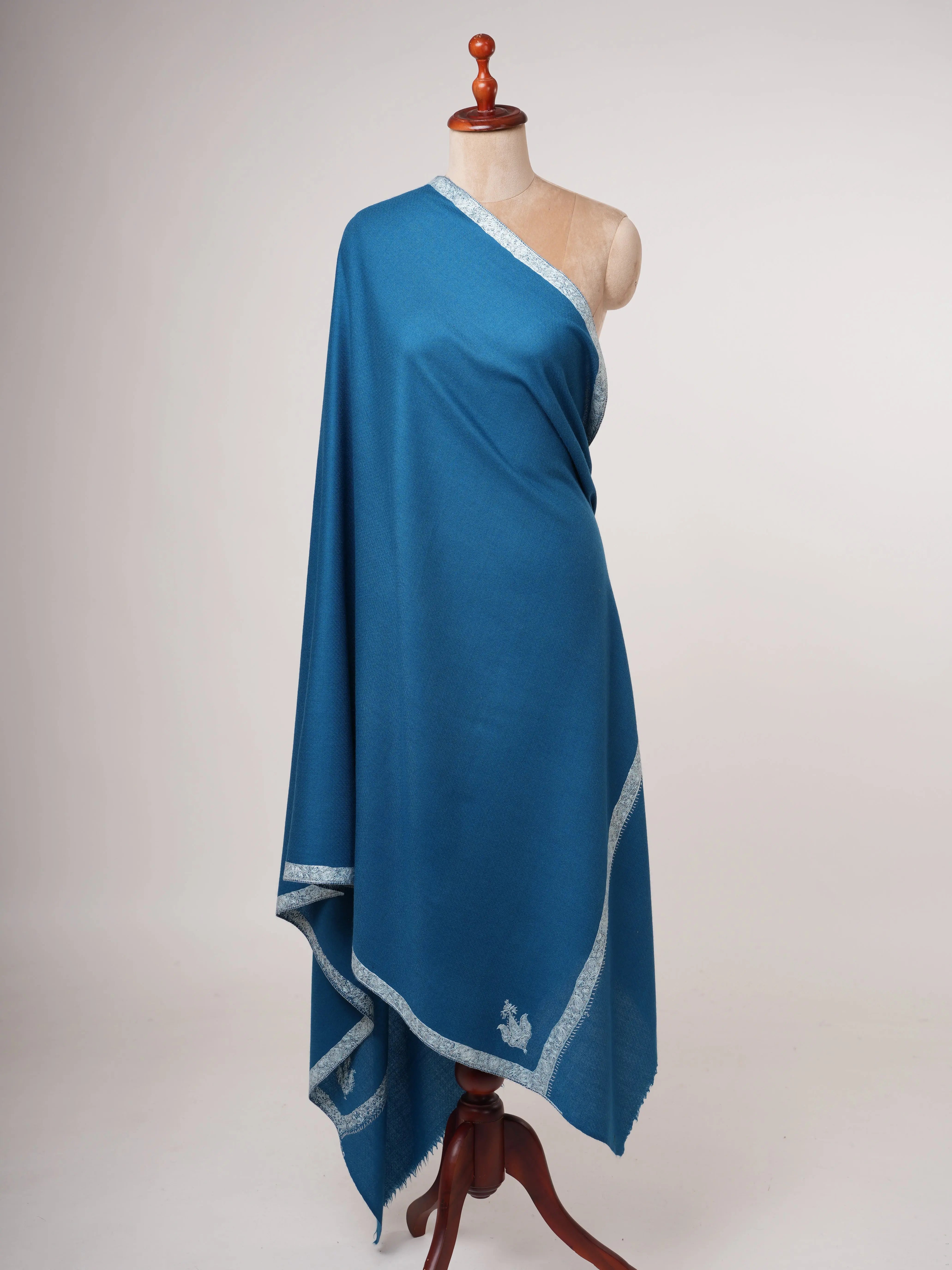 Hashia Hand Embroidered Silk Wool Shawl Shahkaar