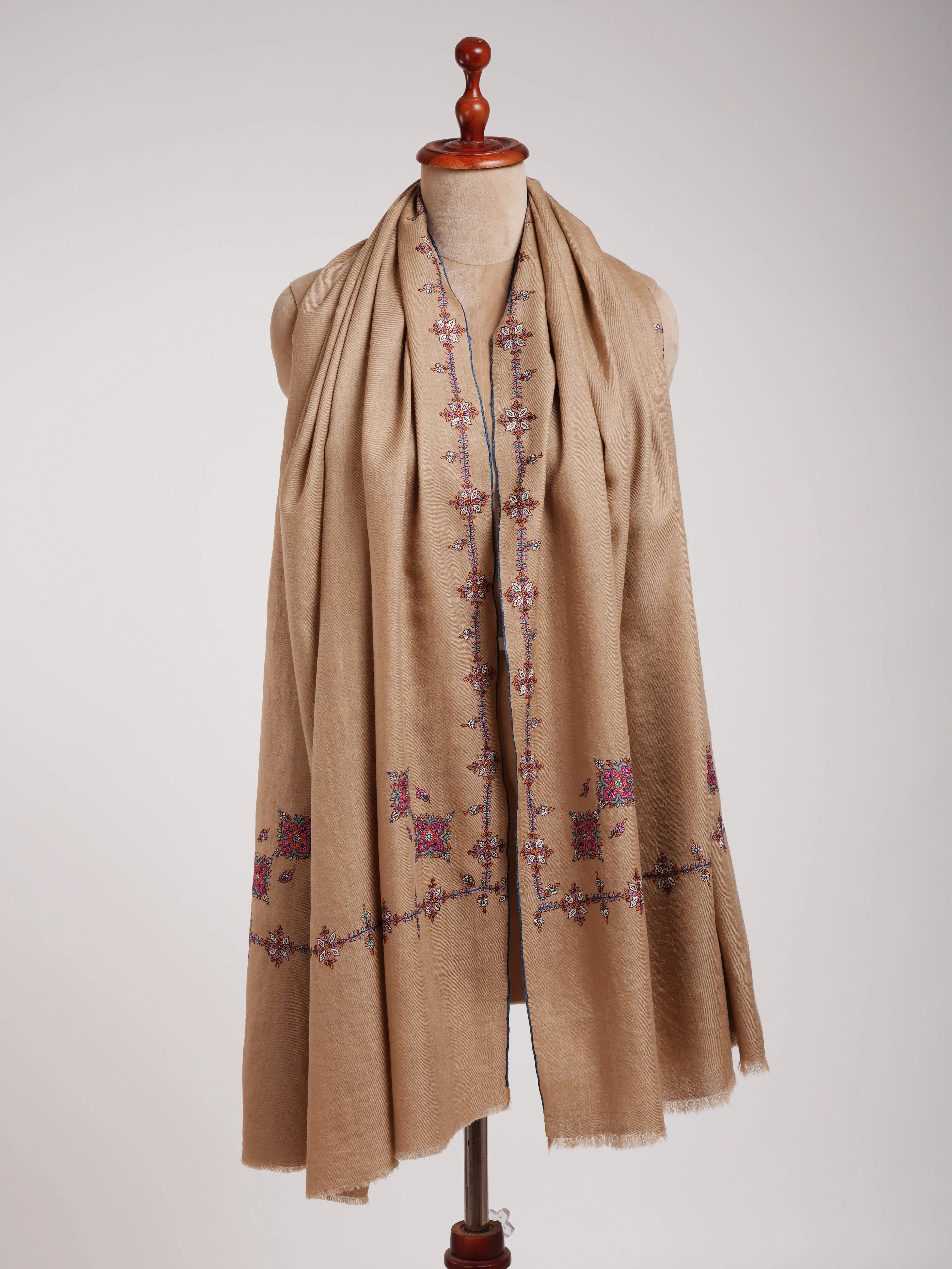 Hashia Koon Motif Hand Embroidered Pashmina Shawl Shahkaar