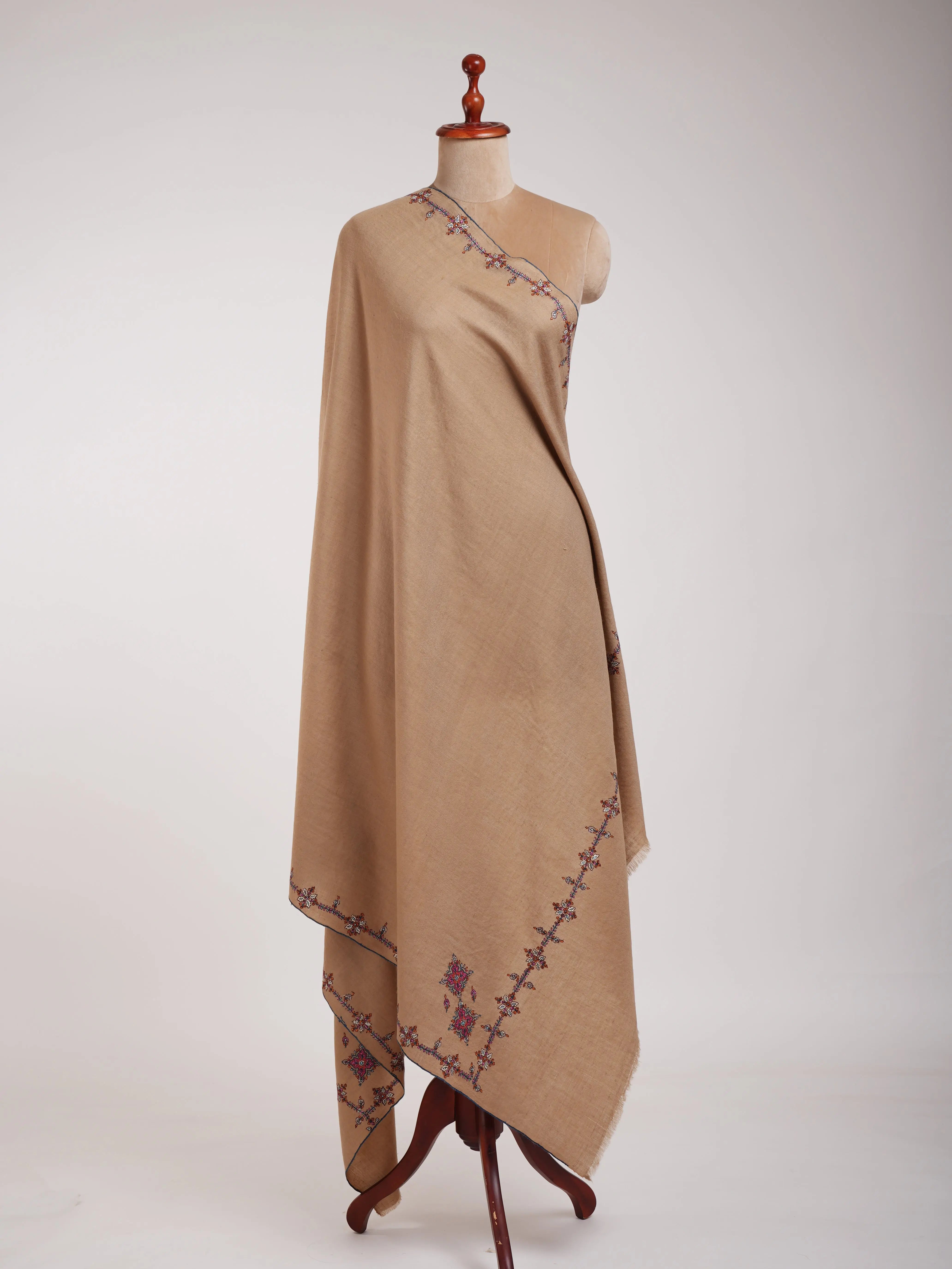 Hashia Koon Motif Hand Embroidered Pashmina Shawl Shahkaar