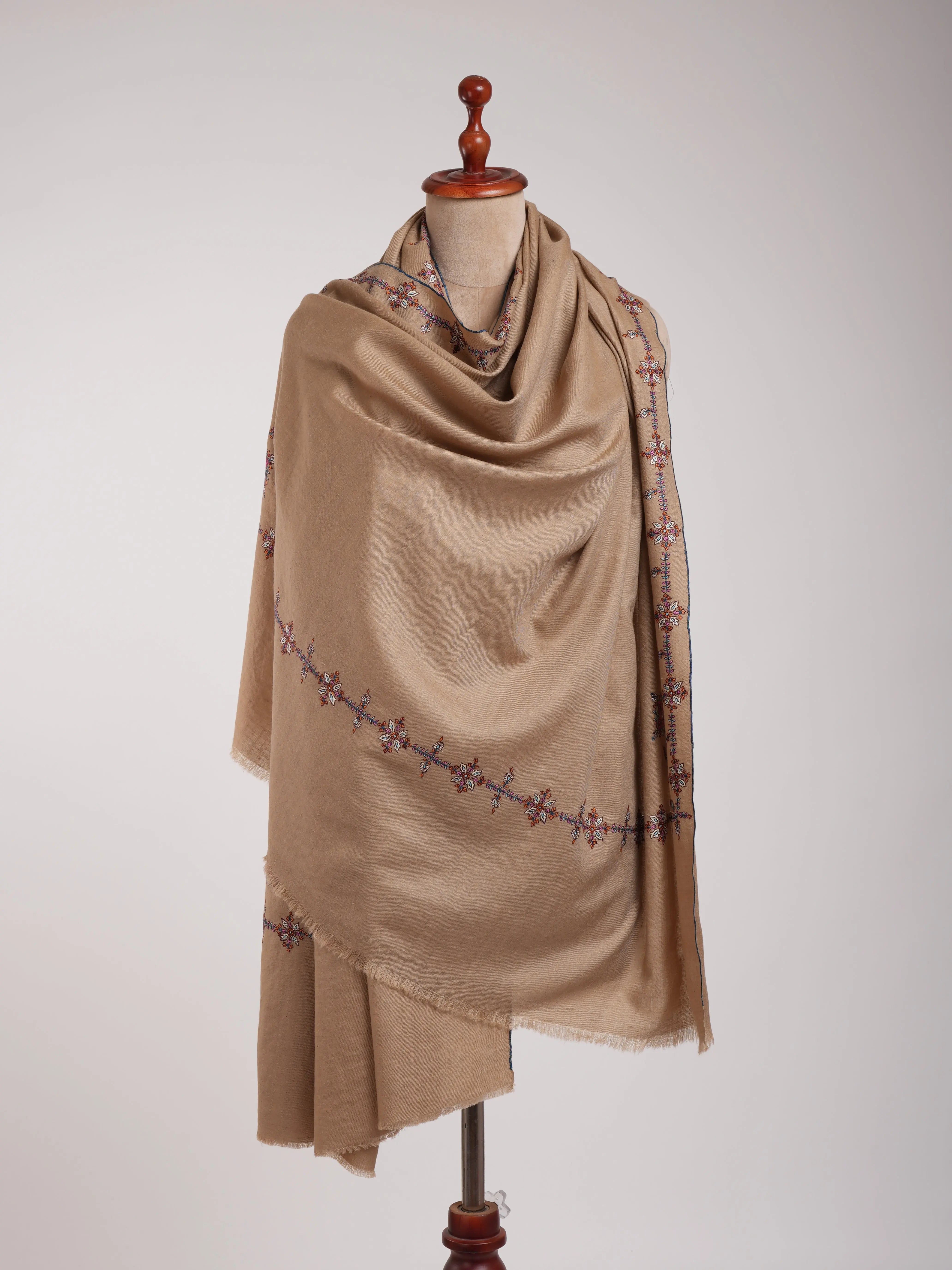 Hashia Koon Motif Hand Embroidered Pashmina Shawl Shahkaar