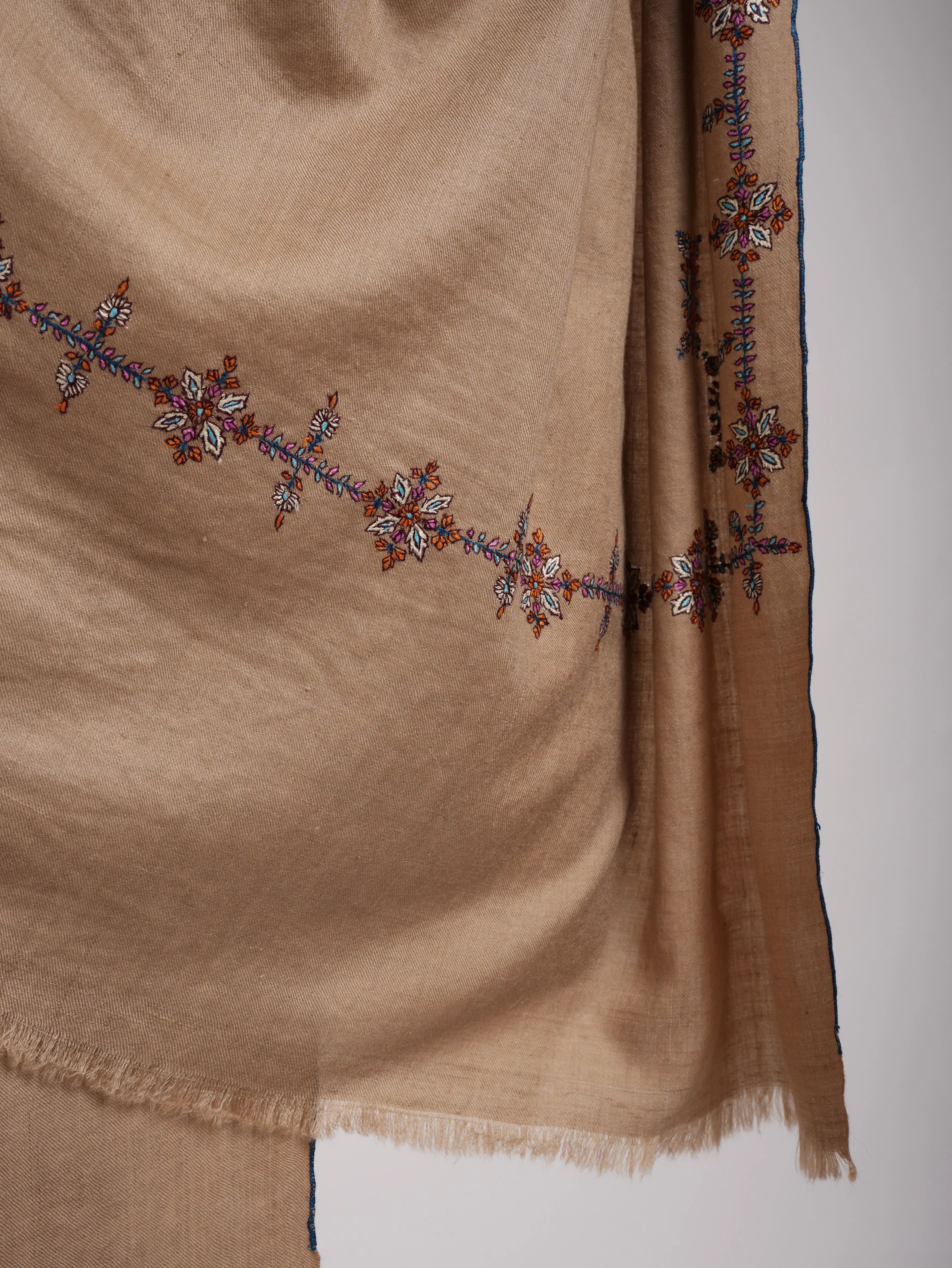 Hashia Koon Motif Hand Embroidered Pashmina Shawl Shahkaar