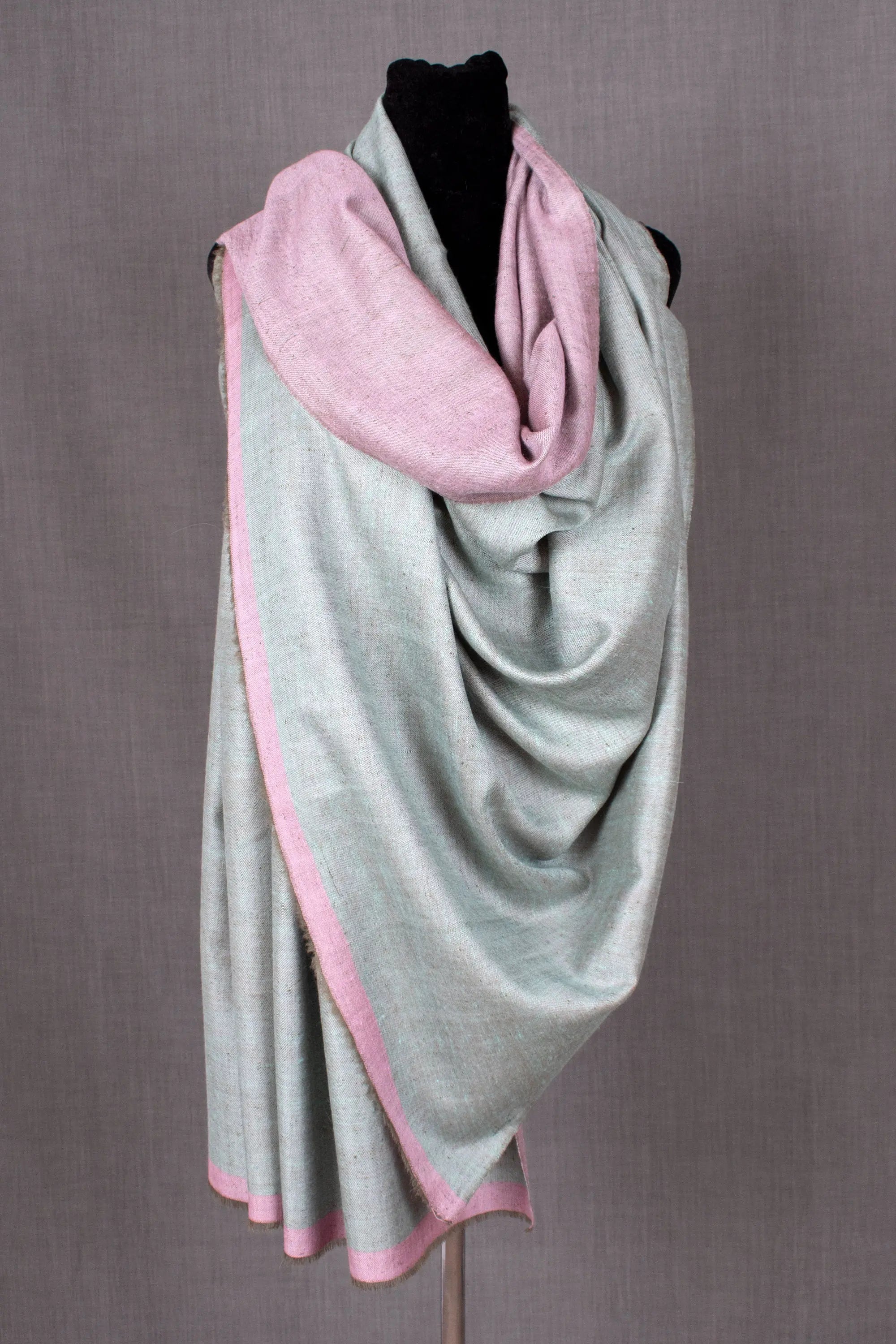 Ifrah Reversible Pashmina Wrap, Handwoven Cashmere 2 sided Shawl, Made in Kashmir, 40x80" Shahkaar