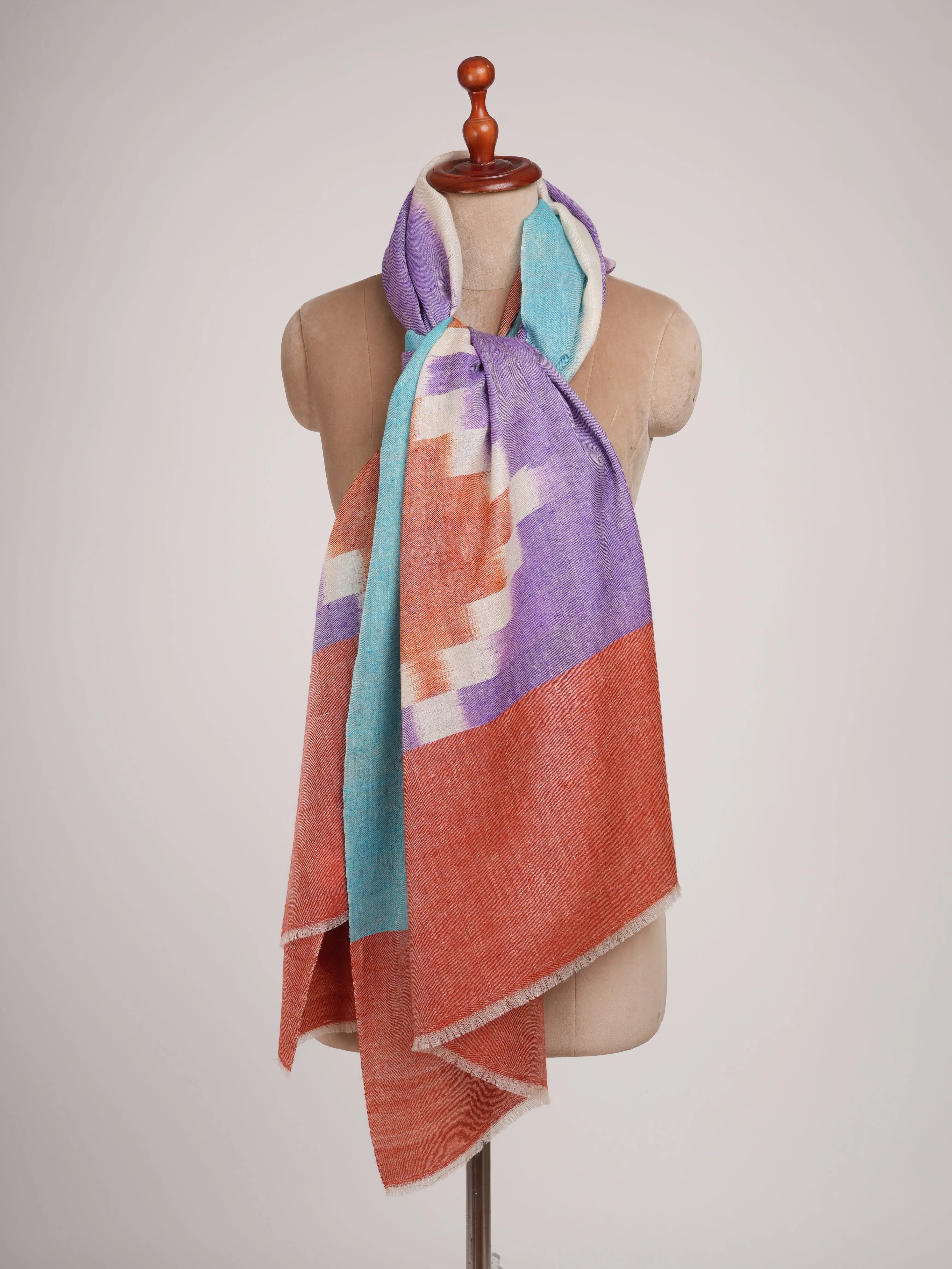 Ikat Handwoven Pure Kashmiri Pashmina Shawl Shahkaar