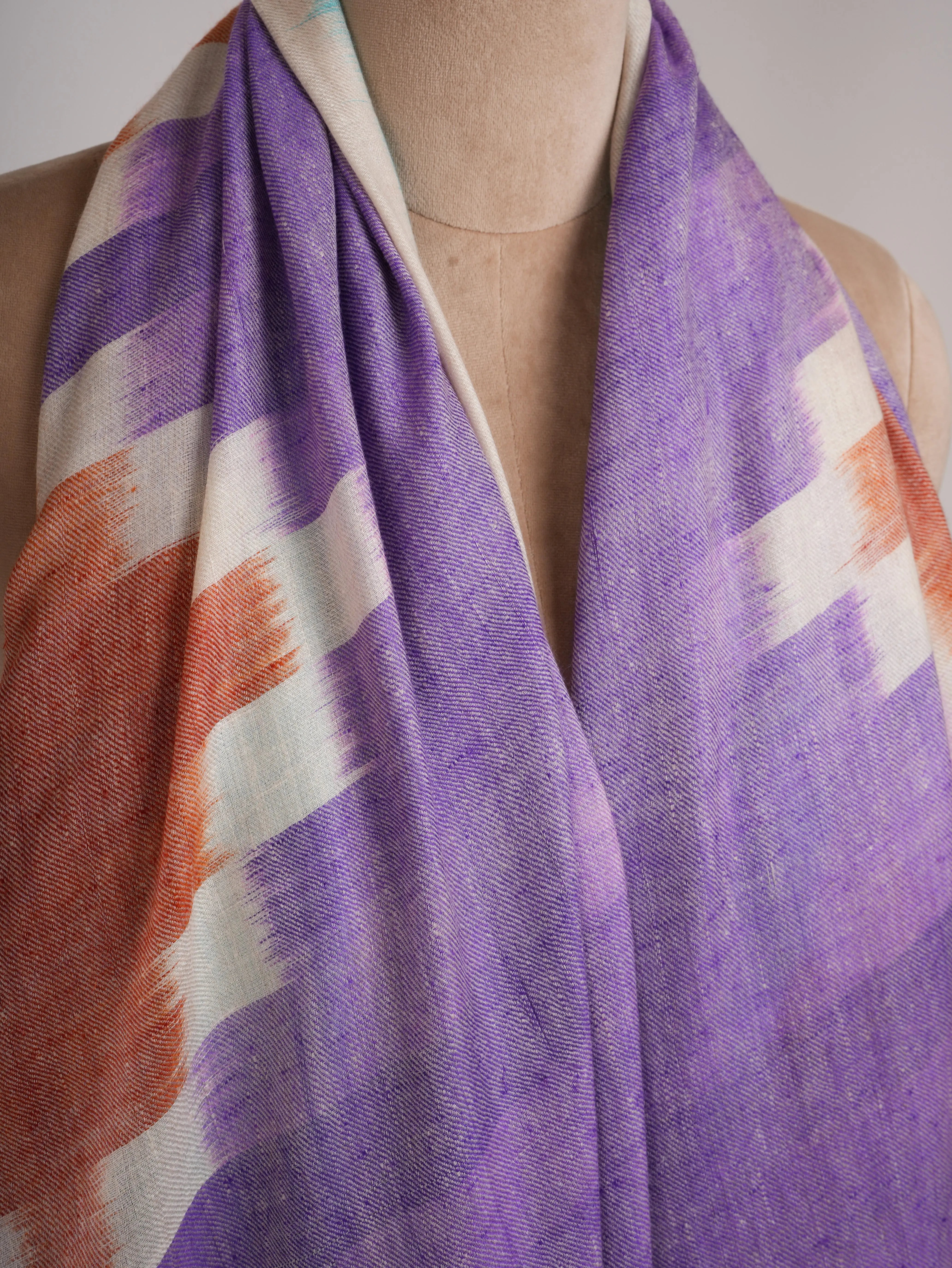 Ikat Handwoven Pure Kashmiri Pashmina Shawl Shahkaar