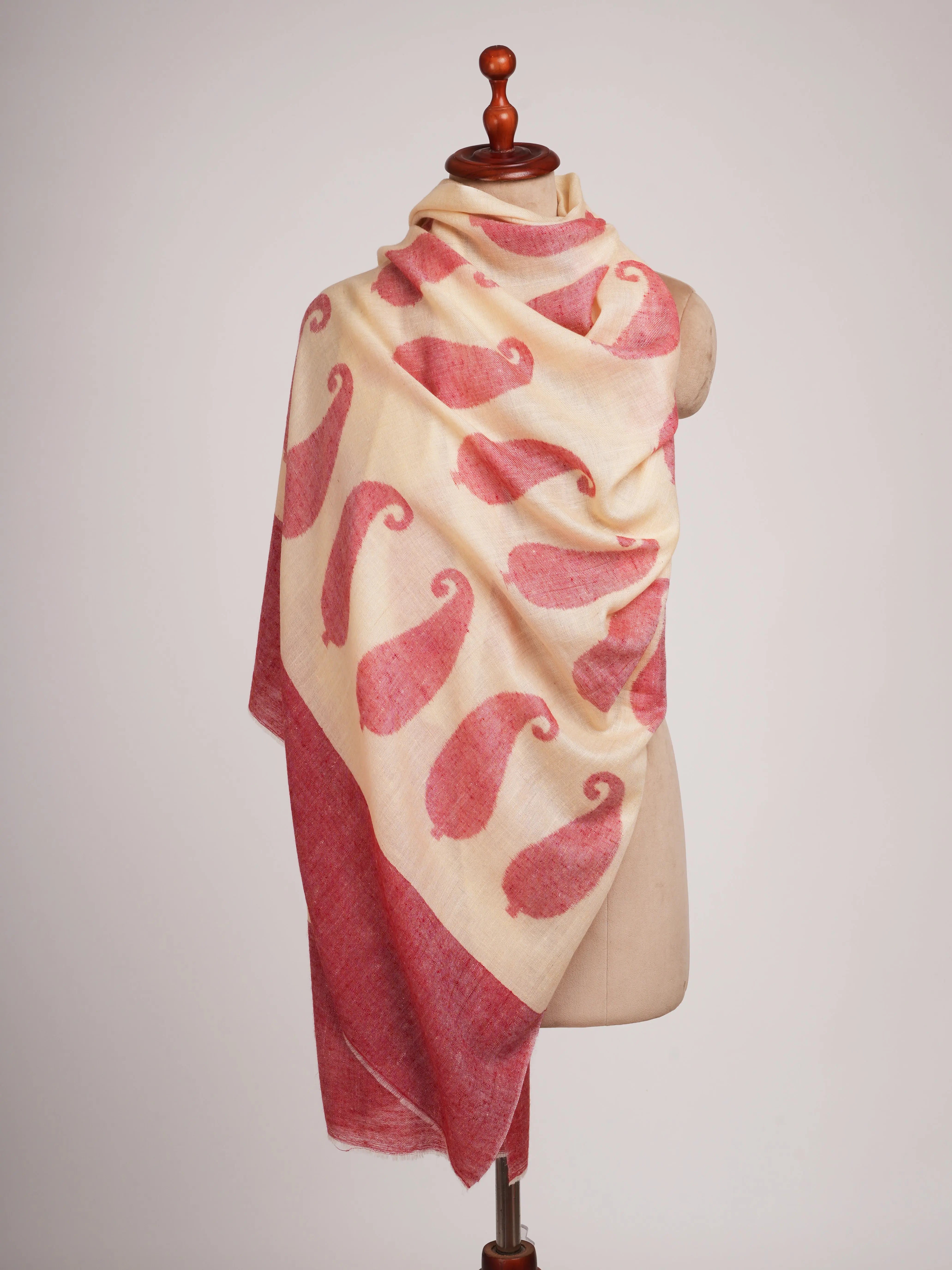 Ikat Paisley Handwoven Kashmiri Pashmina Shawl Shahkaar