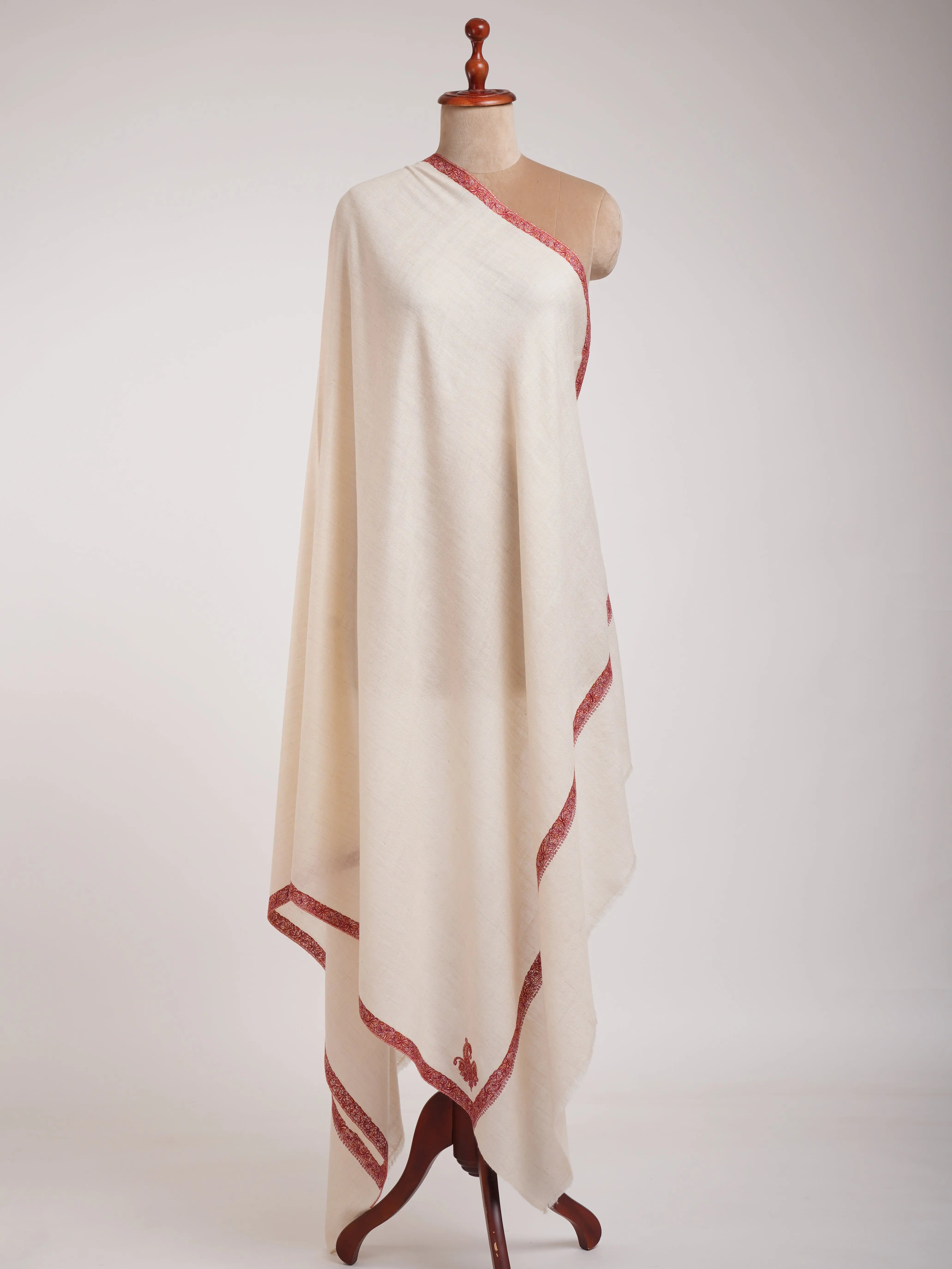 Ivory Handcrafted Kashmiri Pashminas Shahkaar