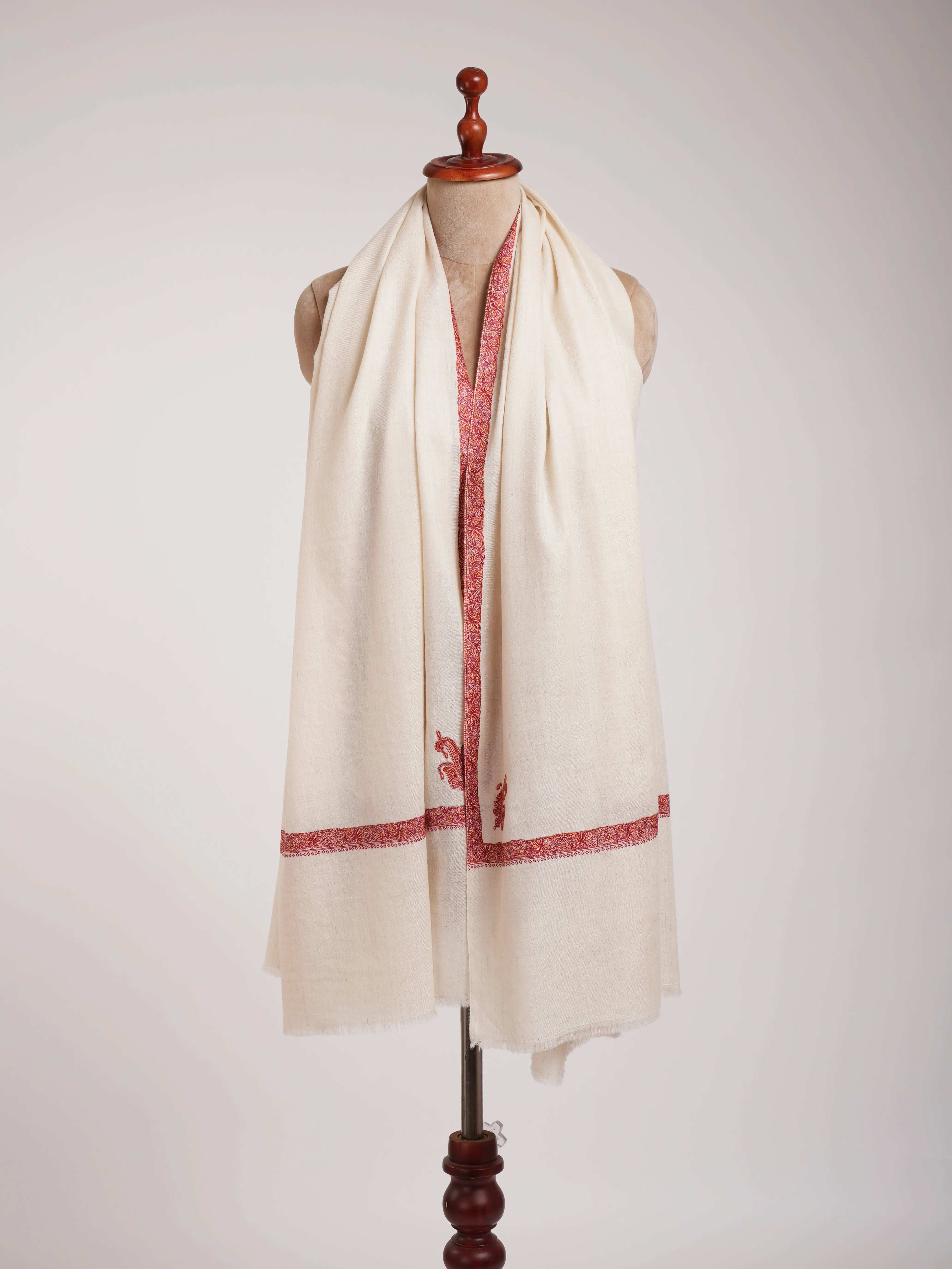 Ivory Handcrafted Kashmiri Pashminas Shahkaar