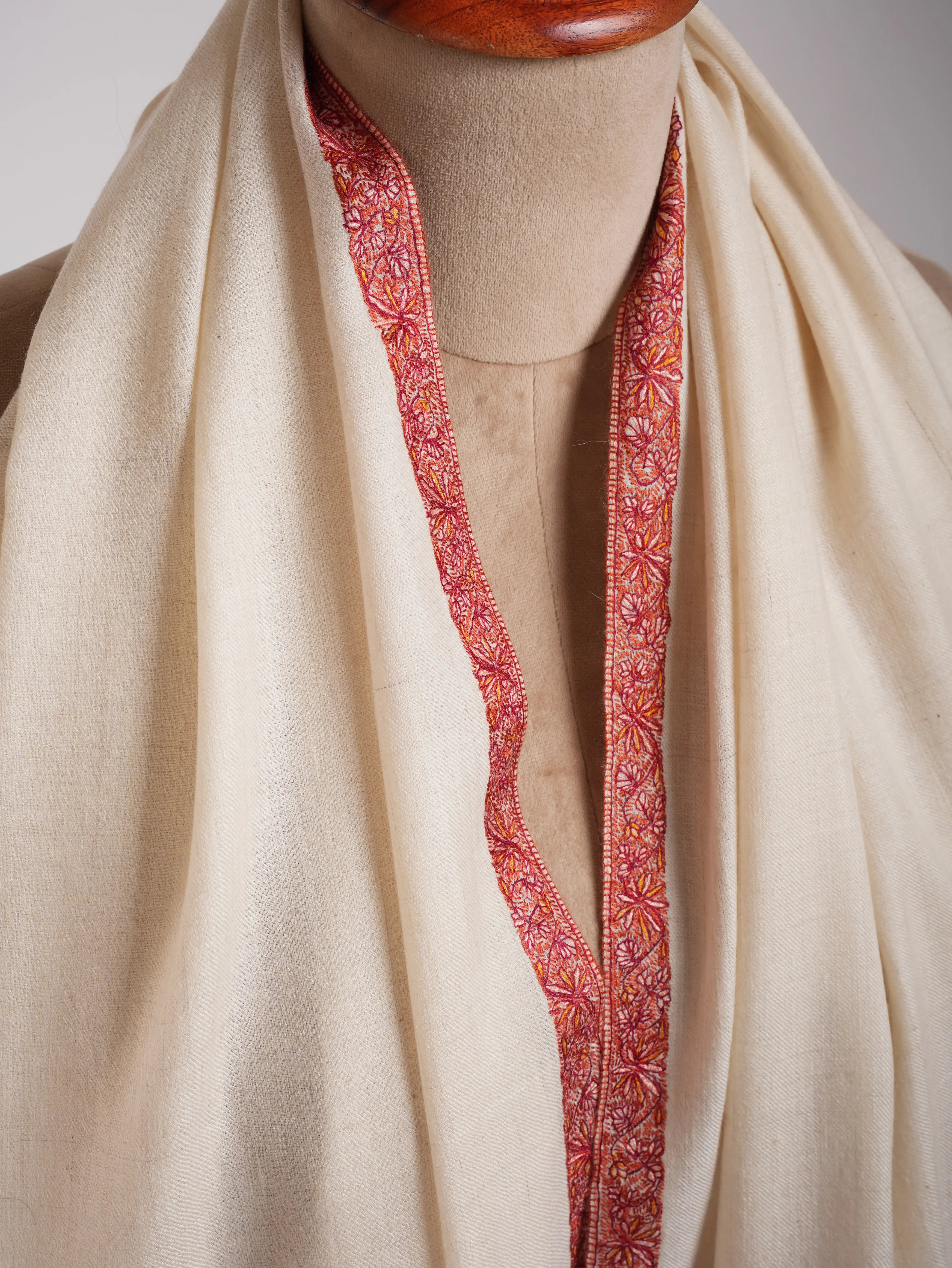 Ivory Handcrafted Kashmiri Pashminas Shahkaar