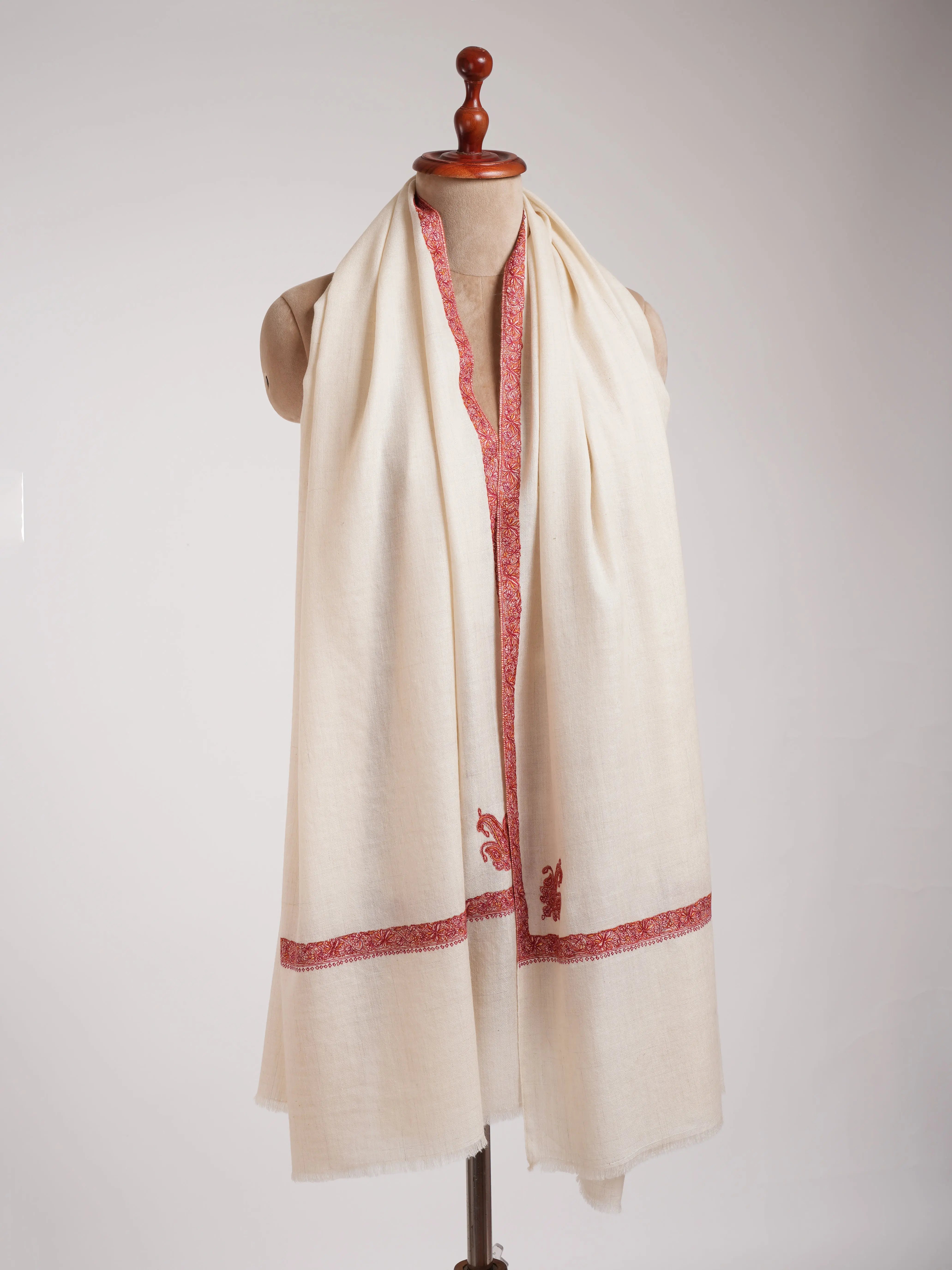 Ivory Handcrafted Kashmiri Pashminas Shahkaar
