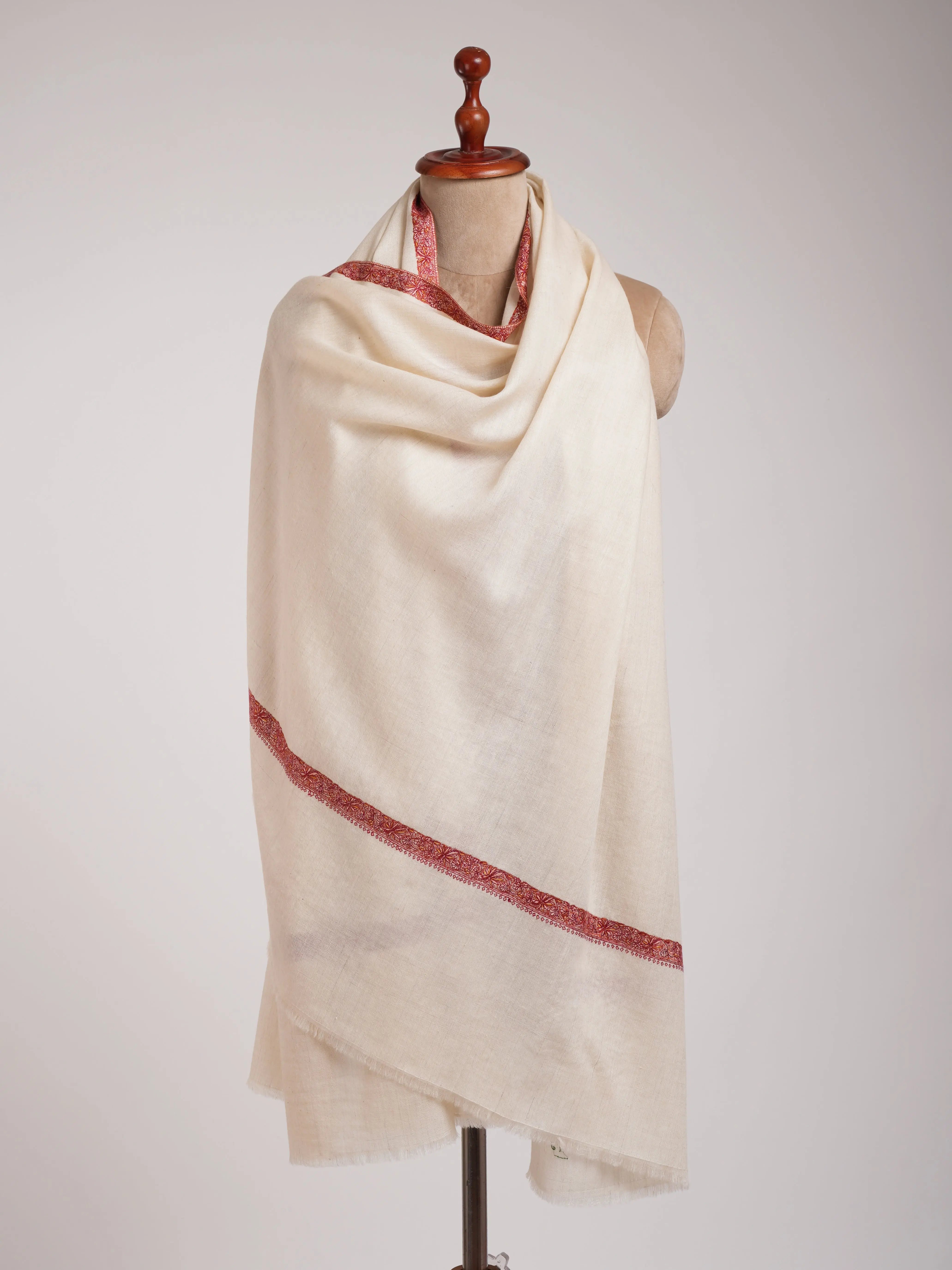 Ivory Handcrafted Kashmiri Pashminas Shahkaar