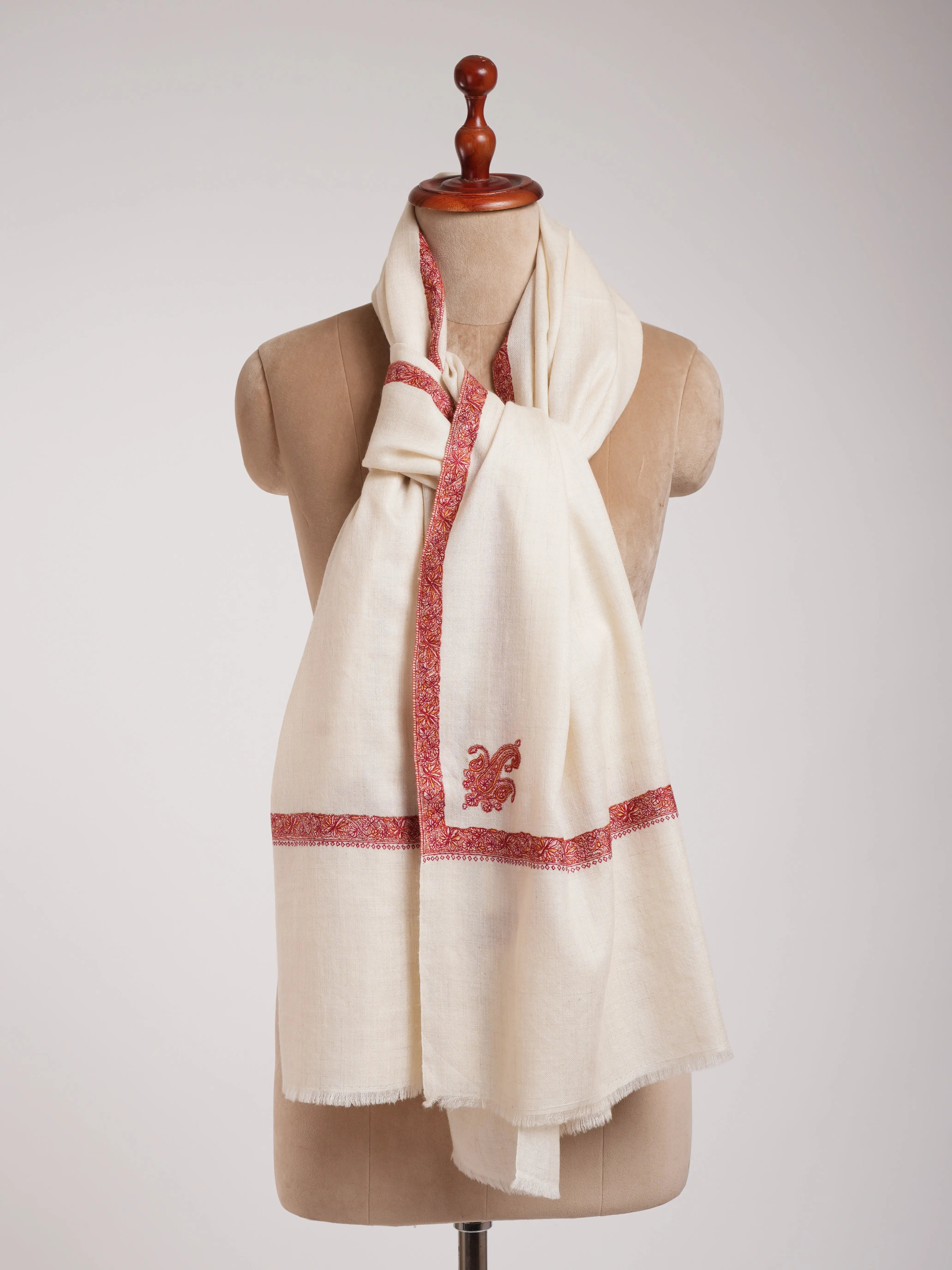 Ivory Handcrafted Kashmiri Pashminas Shahkaar