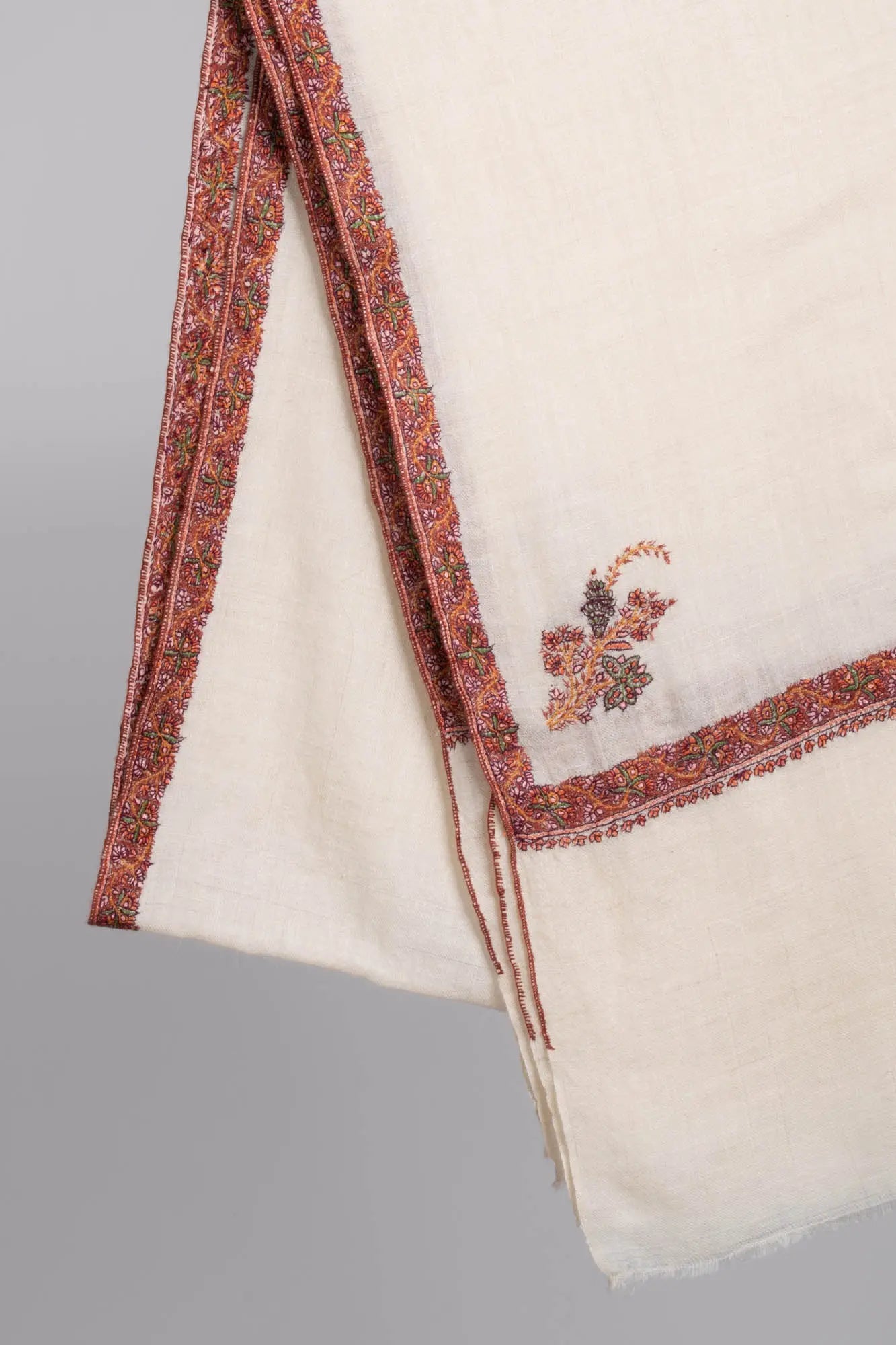 Ivory Handmade Kashmiri Scarf - ROGERS Shahkaar